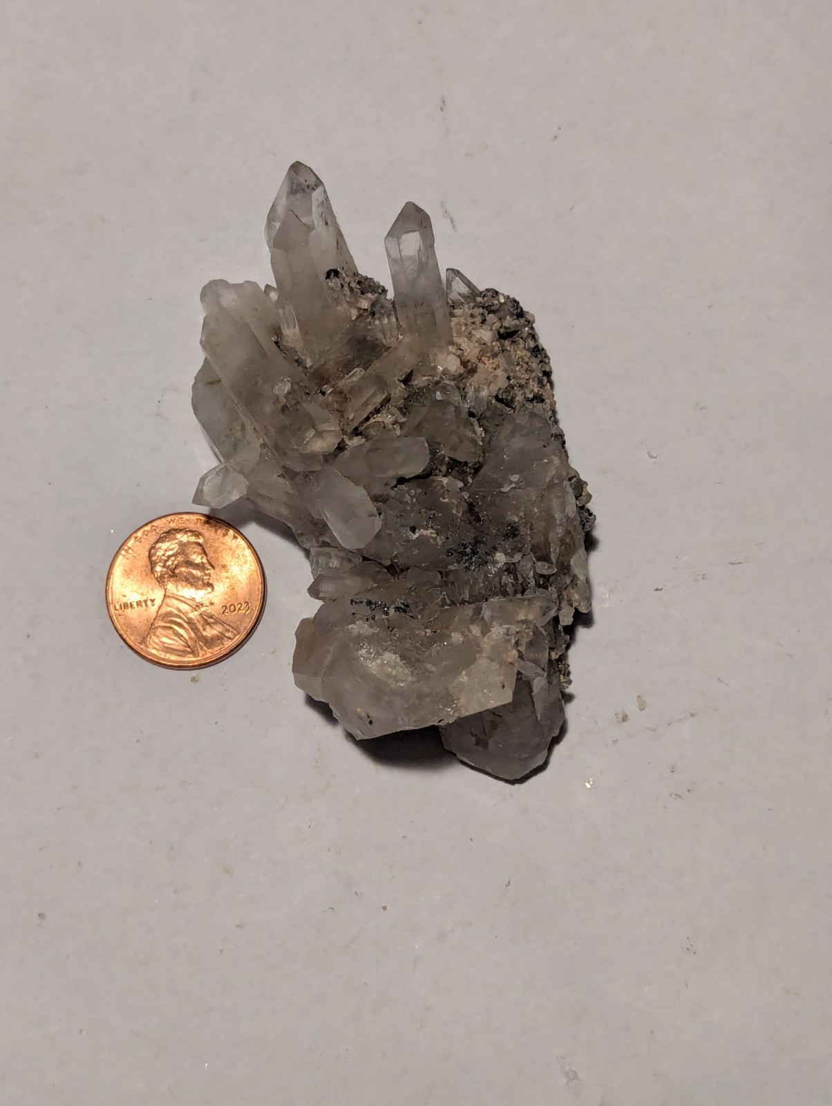 Large Quartz Cluster W Inesite Crystals, Specimen From Orange River South Africa
