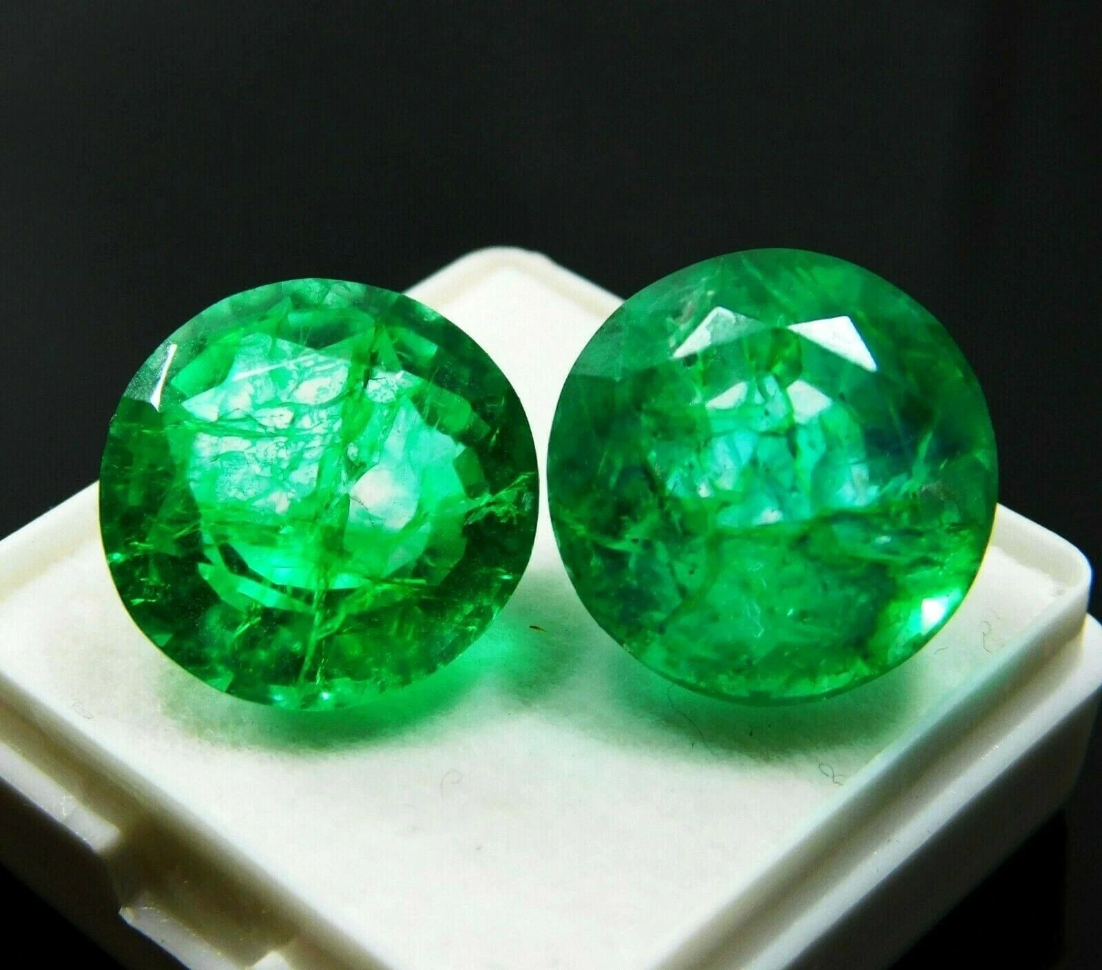 Natural Green Pair Emerald Colombian Round 16.35 Ct CERTIFIED Loose Gemstone
