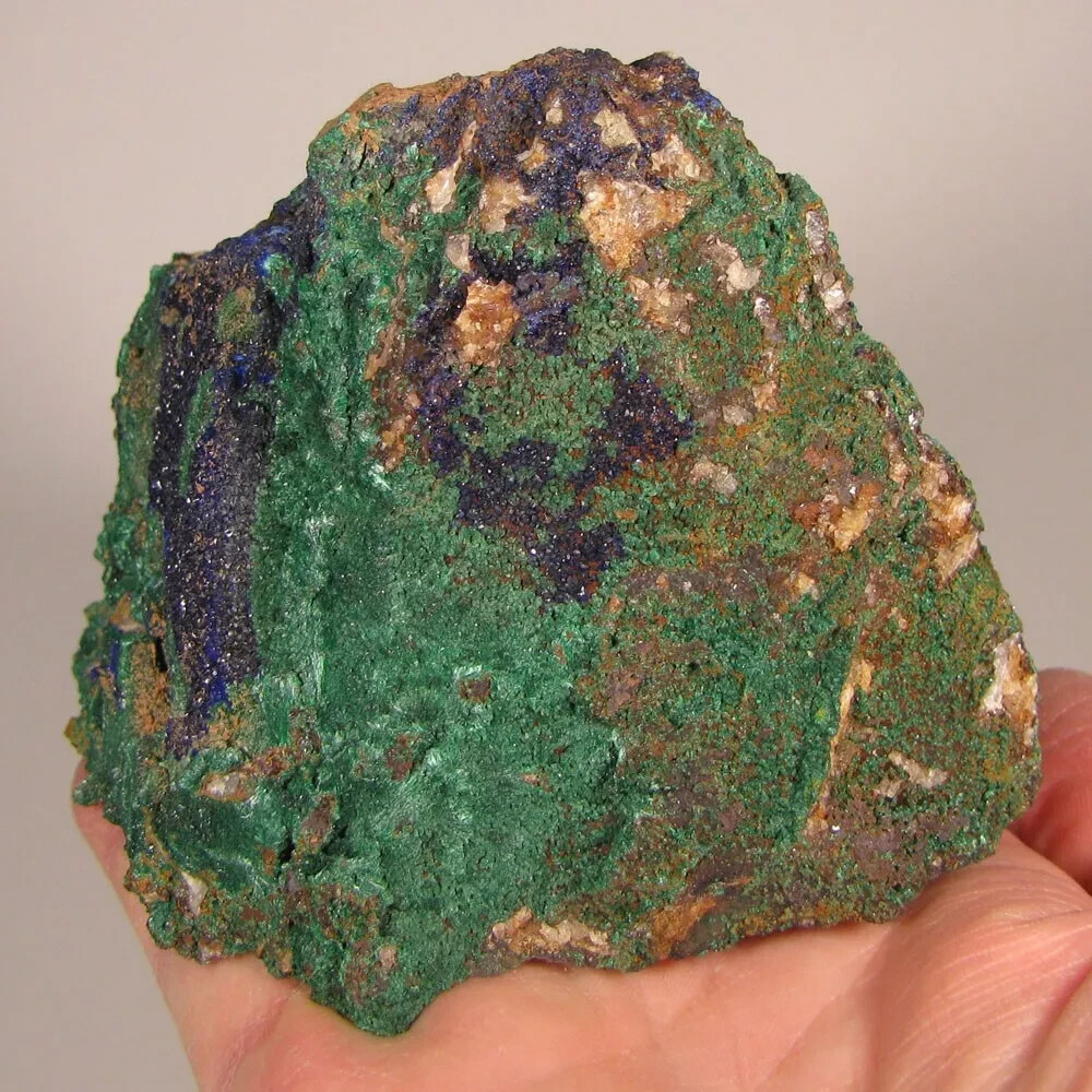 5″ Blue AZURITE w/ MALACHITE Crystals on Matrix Rock – Morocco – 1.5 lbs.