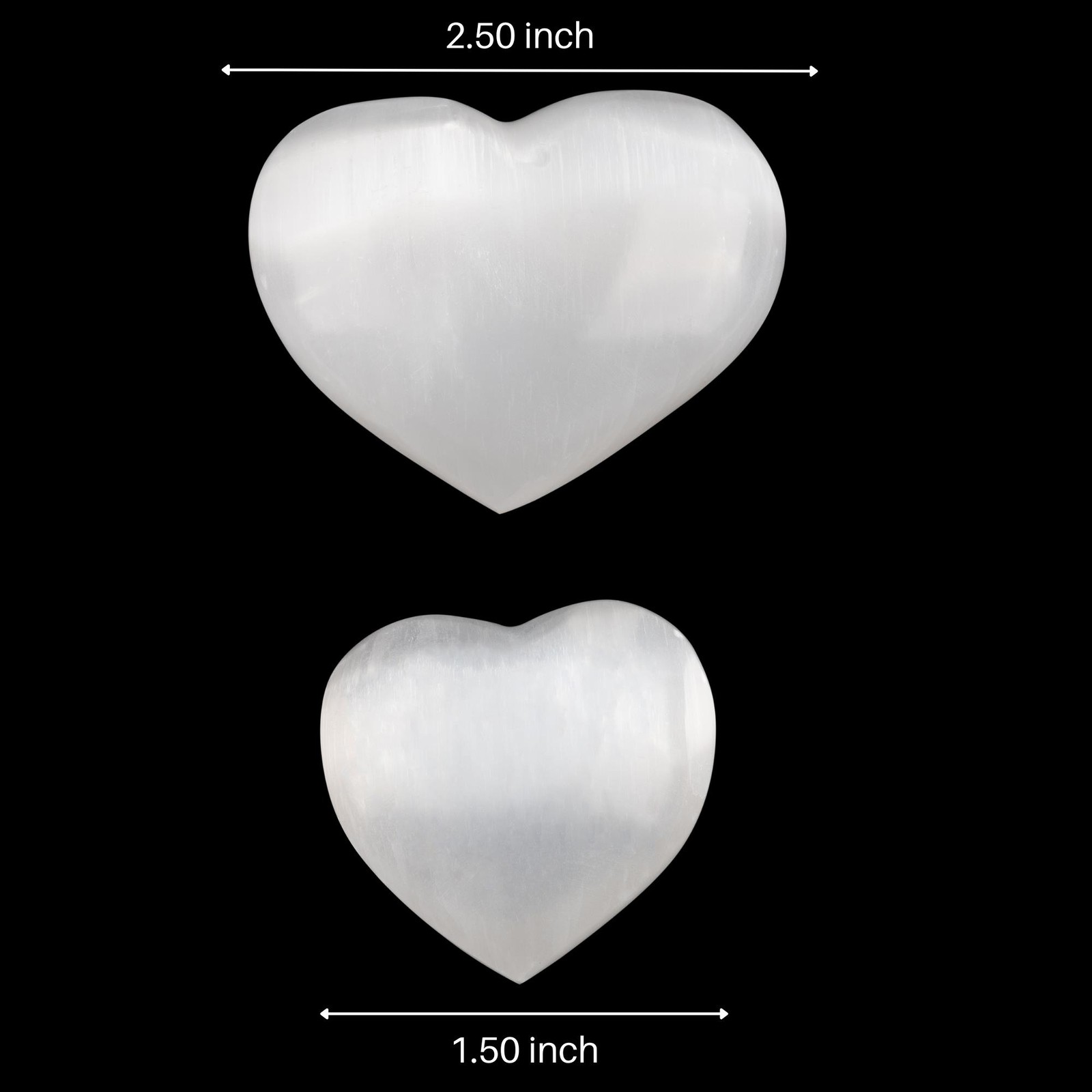 Selenite Crystal Hearts, Polished Selenite Palm Stone, Worry Stone, Crown Chakra
