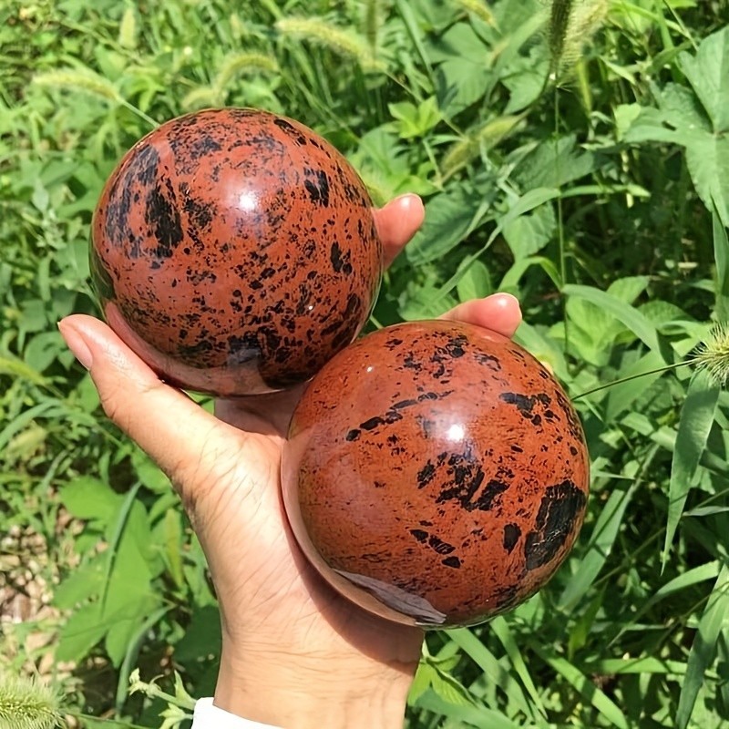 60-70mm Crystal Red Obsidian Stone Sphere Polished Quartz Home Office Decor