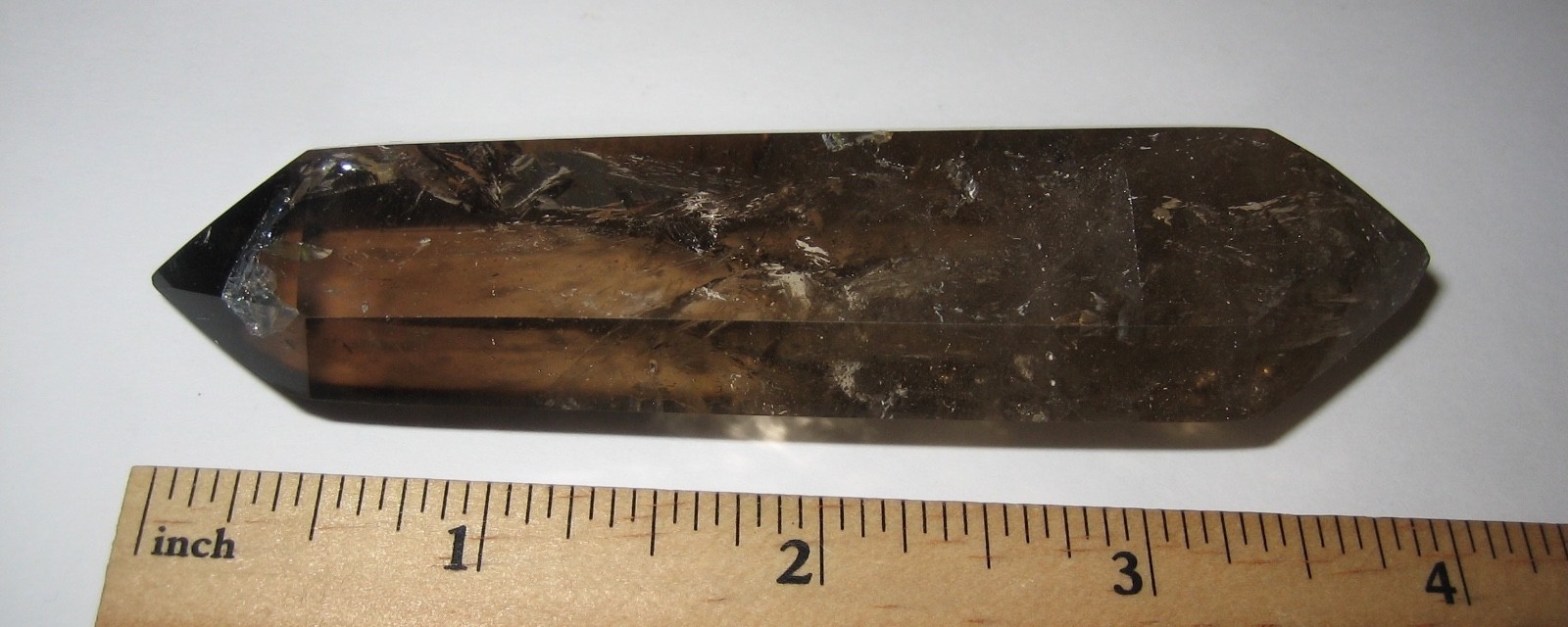 4.1″ x 0.9″- 1.1″ POLISHED DOUBLE TERMINATED NATURAL SMOKY QUARTZ CRYSTAL 83g *3