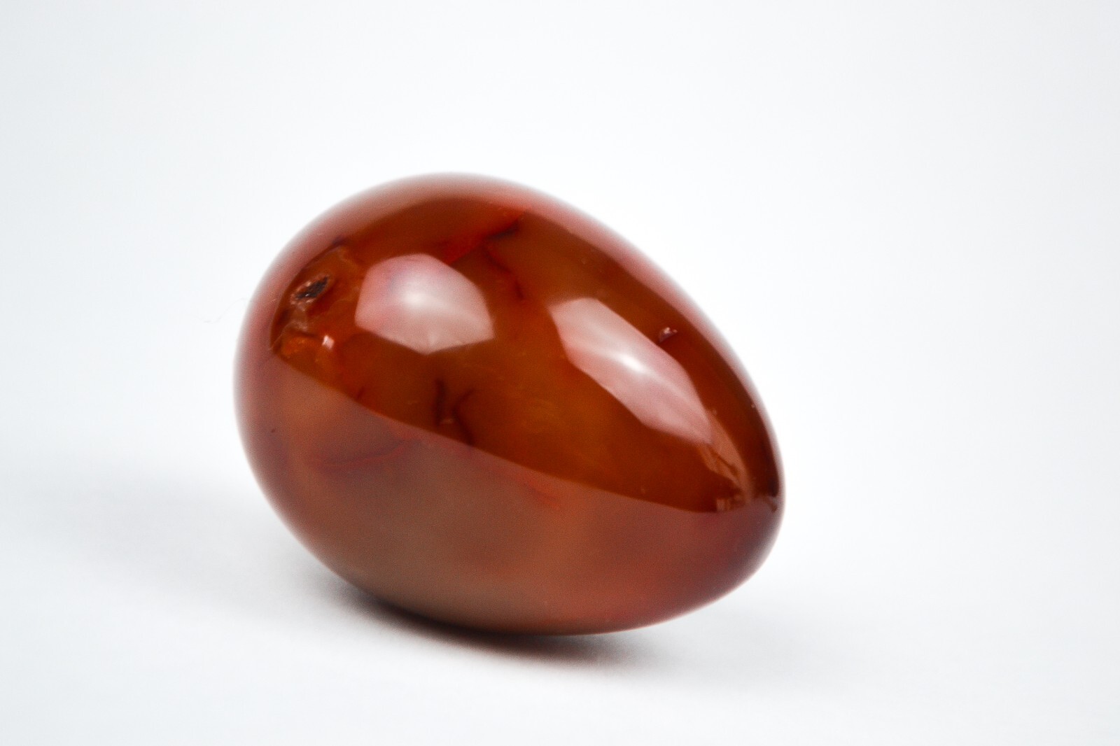 USA! 185g Tumbled Carnelian Egg – red orange polished carved agate chalcedony