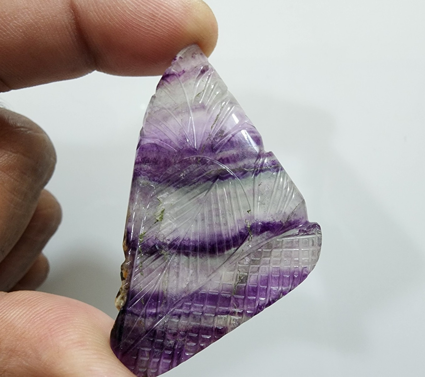 Fantastic Designing Carving Rainbow Fluorite Fancy Shape 132 Crt Loose Gemstone