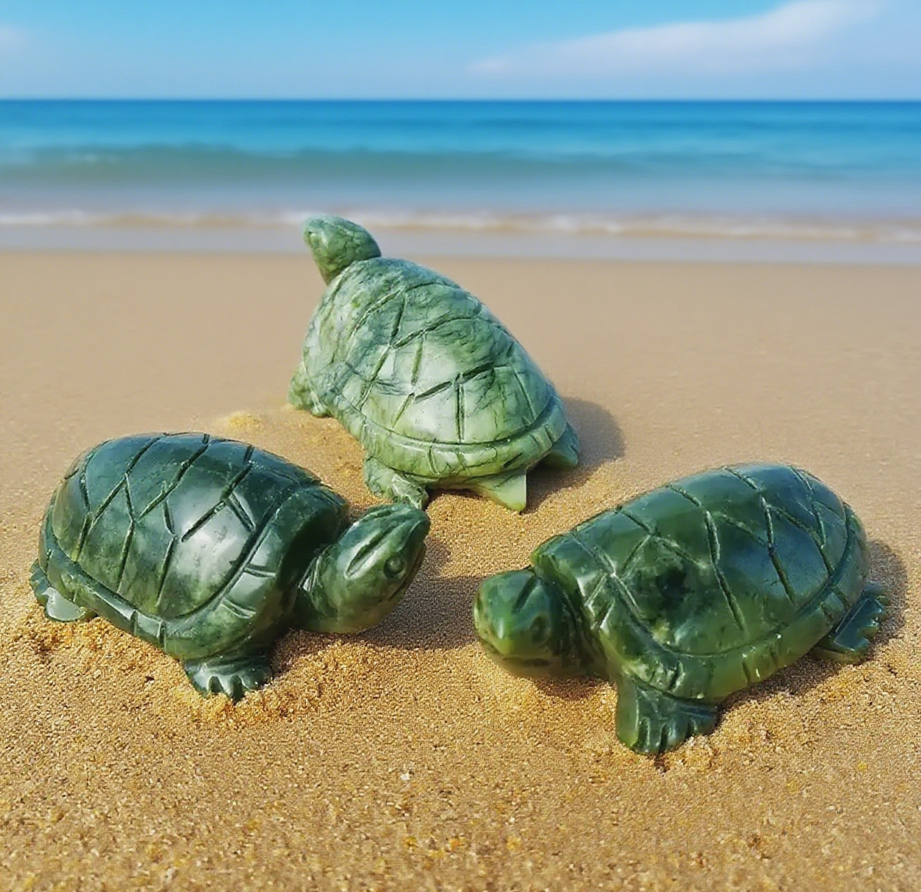 2Pcs Nephrite Jade Turtle Crystal Mineral Specimens Hand Carved Home Decor Gift