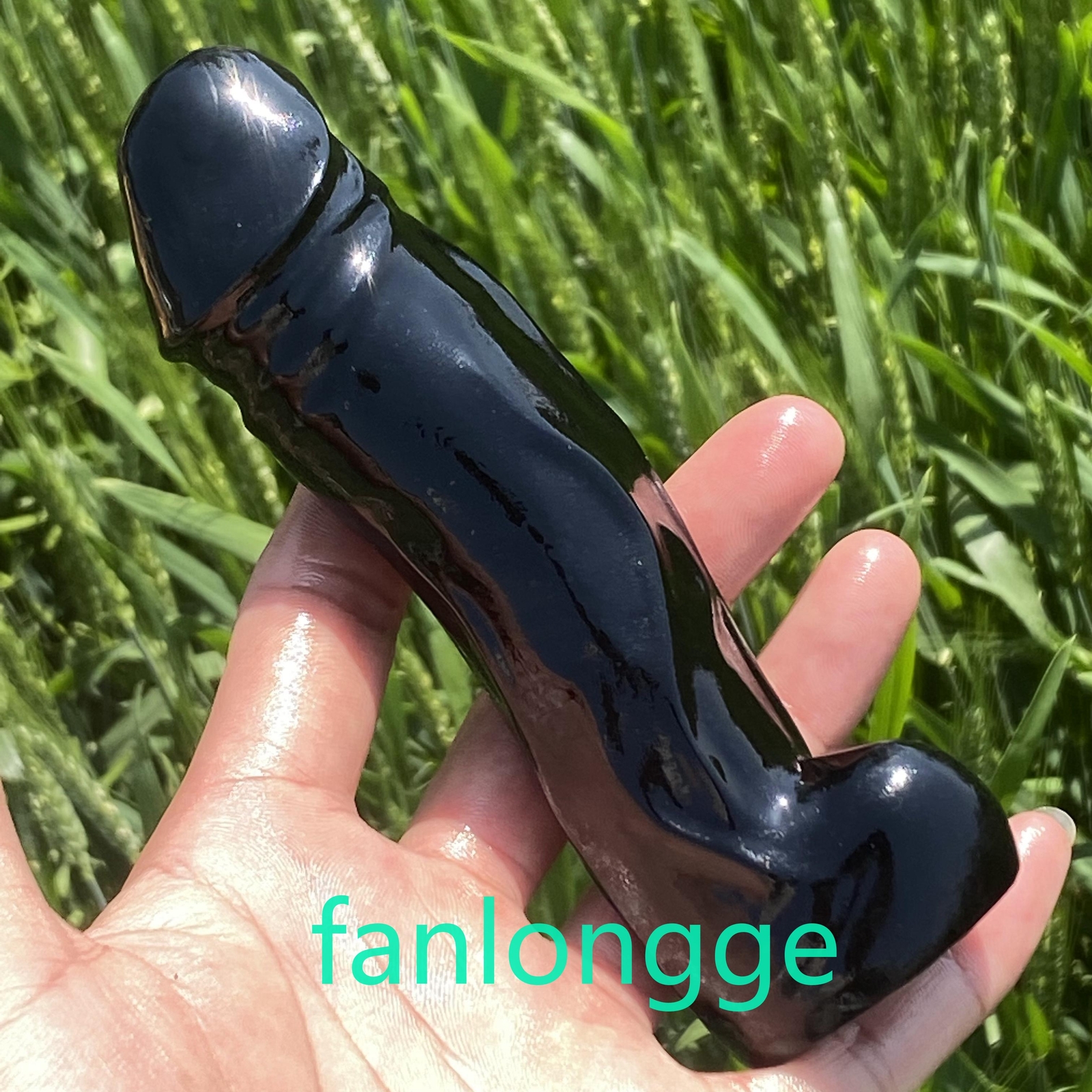 5.7″ Natural Obsidian Male Penis Quartz Crystal Skull Massager Reiki Gem 1PC