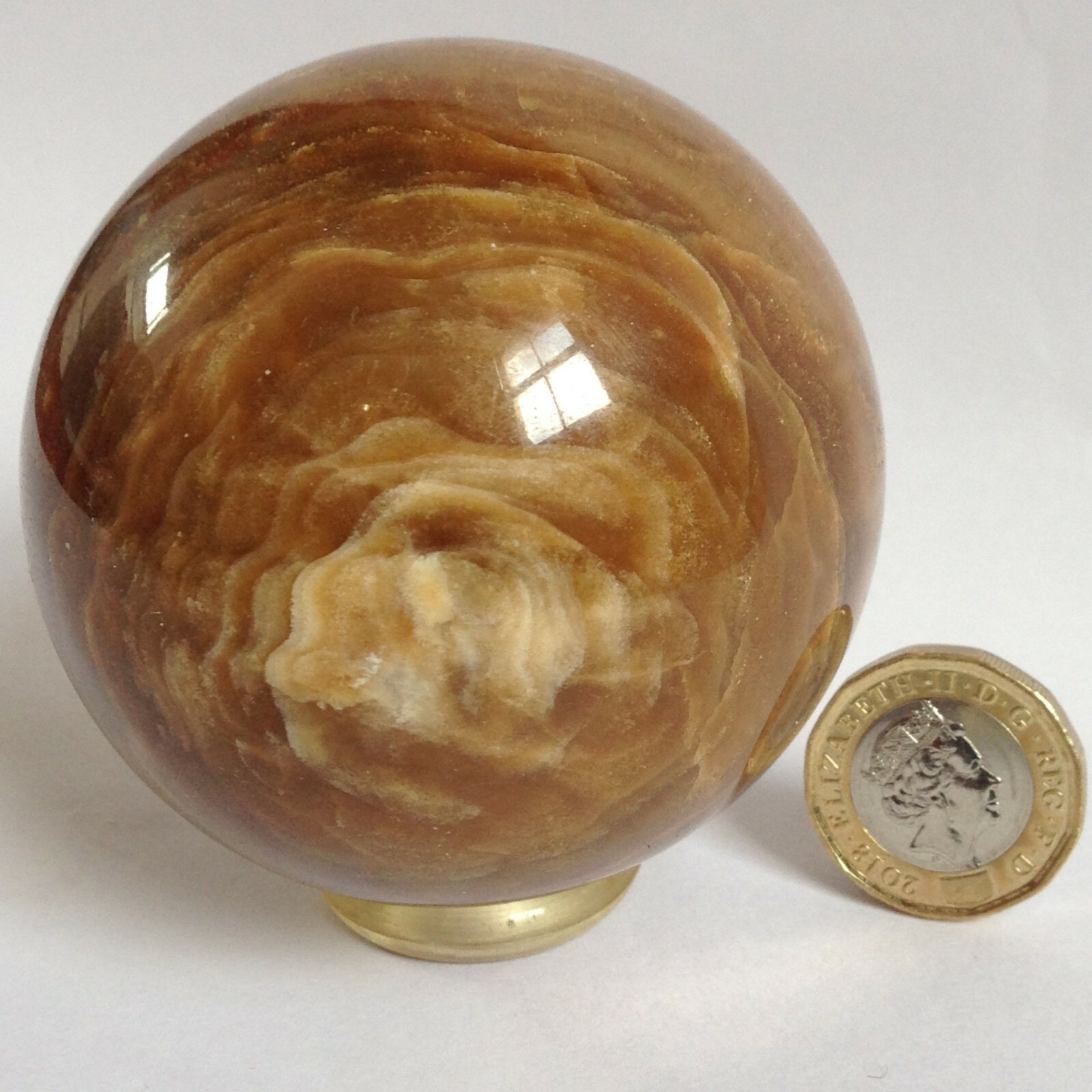 Aragonite Crystal Sphere Healing Grounding Calm Tranquillity Earth 452g 6.8cm E