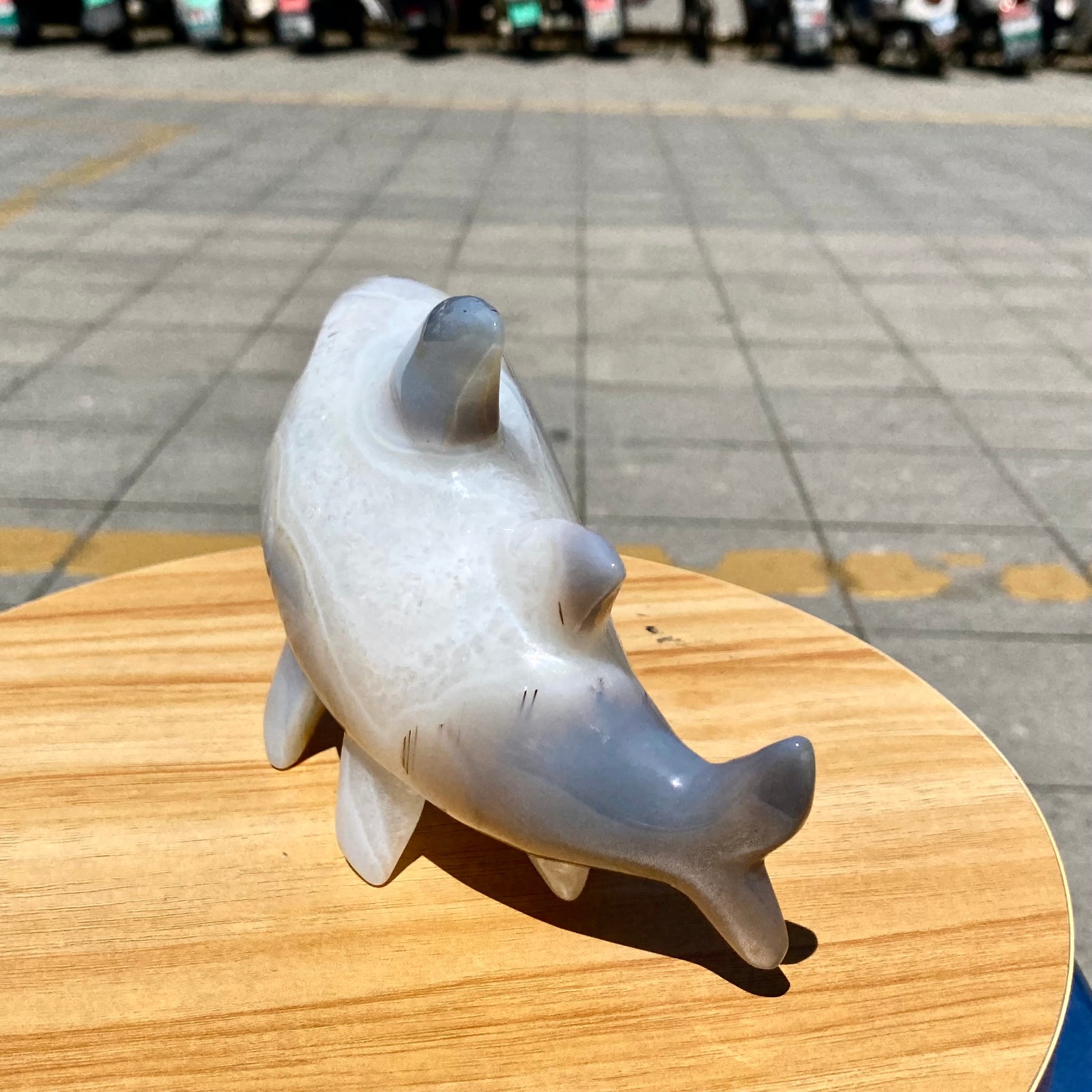 1.65LB Natural Agate Hand Carved Shark Figurine, Ocean Power Crystal Statue