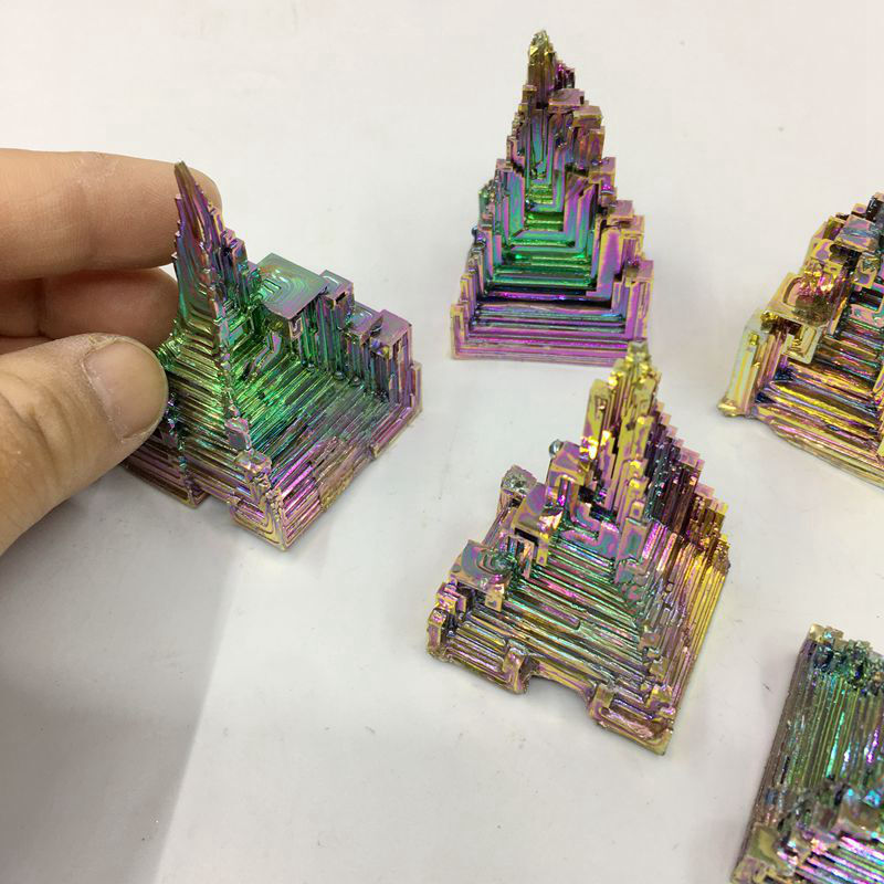 Natural Aura Rainbow Titanium Bismuth Quartz Crystal Stone Specimens Healing