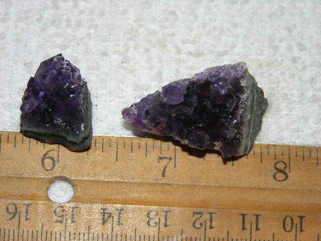 2 Amethyst crystal clusters grape jelly saturation smaller jewelry-sized 1″ J8