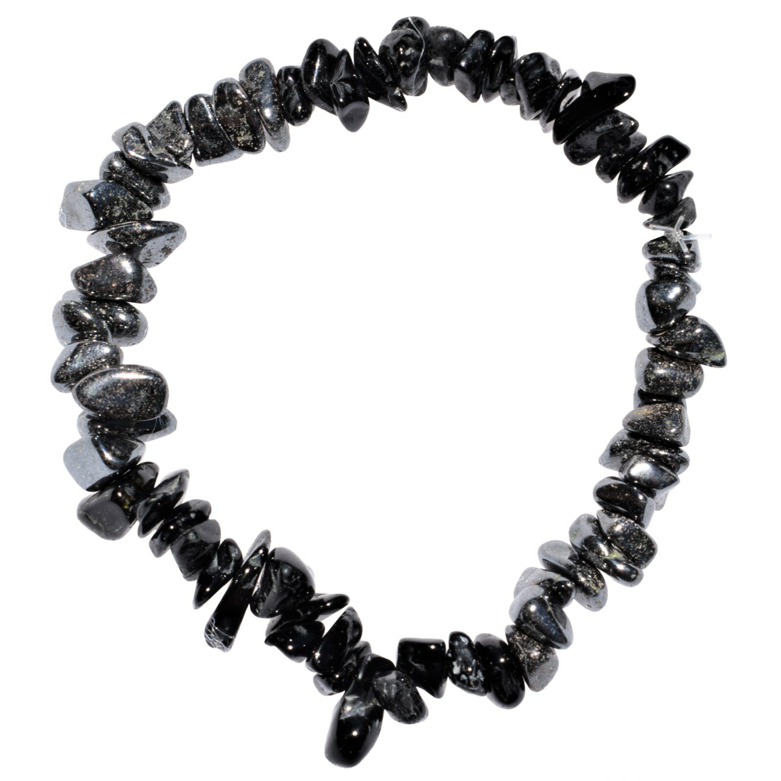 CHARGED Black Tourmaline Hematite Crystal Chip Stretchy Bracelet + Selenite