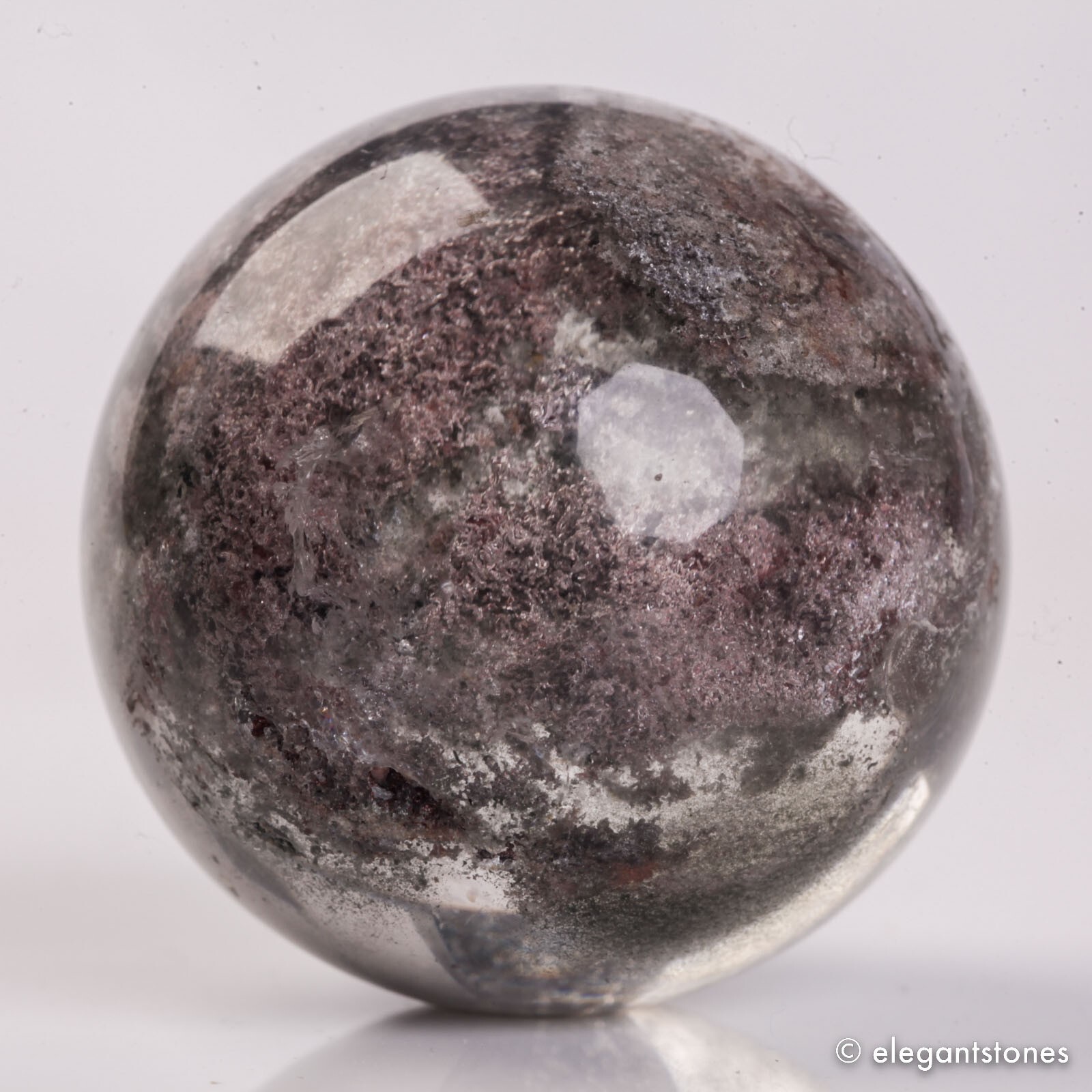 54g34mm Natural Garden/Phantom/Ghost/Lodolite Quartz Crystal Sphere Healing Ball