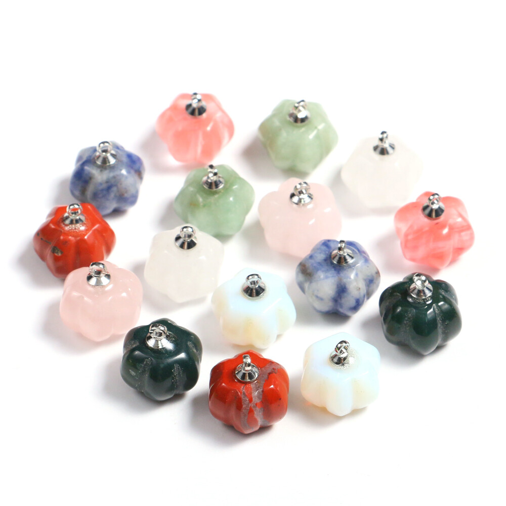 Mini Crystal Pumpkin Pendant Natural Chakra Stone Carving Necklace Reiki Jewelry