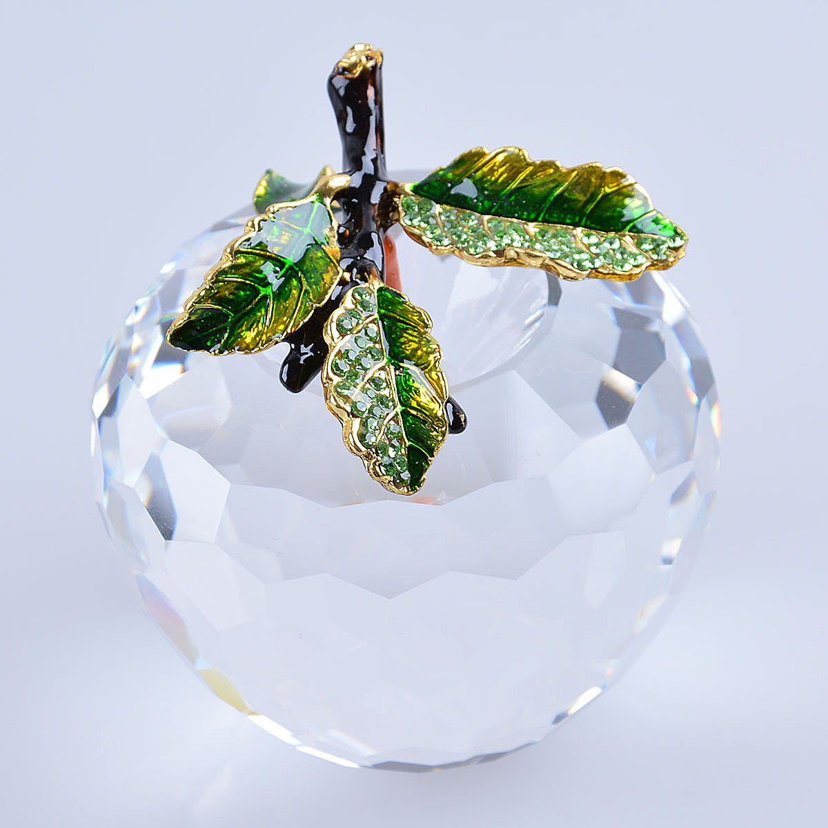 LONGWIN 80mm 3.15″ W Clear Cut Crystal Apple Paperweight Wedding Christmas Gift