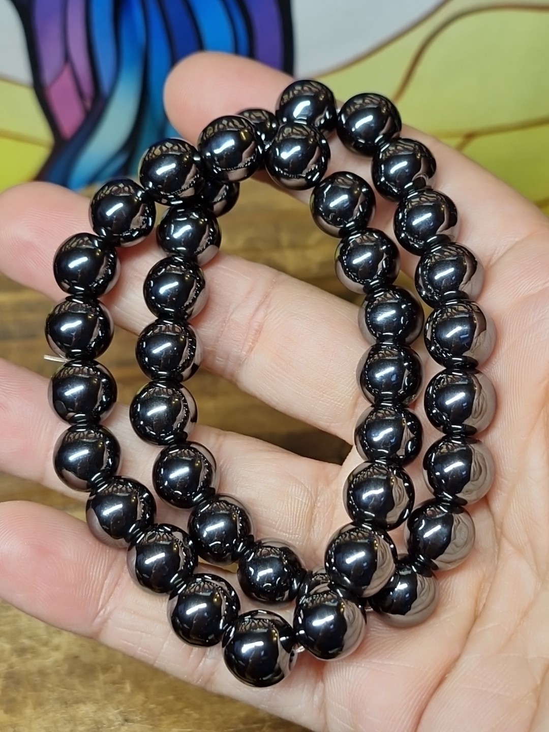 Hematite Crystal Bracelet 10mm Genuine Bead Stretch Fit 20cm 1pc Protection