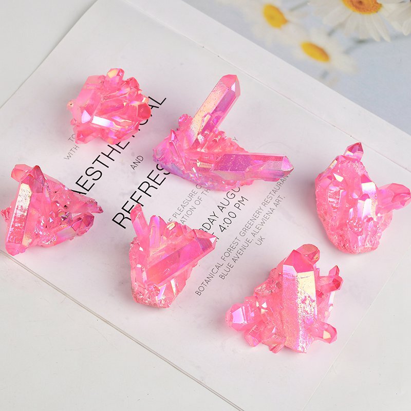 50g Natural Pink Aura Titanium Quartz Crystal Cluster Healing reiki VUG Specimen