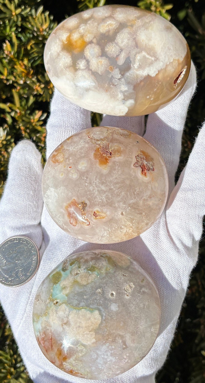 USA SALE 3/4Lb 367g LOT 3 FLOWER BLOSSOM AGATE PALMSTONES Palm Stones Stone