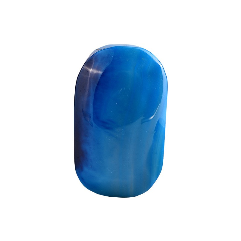 80~120g Natural Blue Banded Agate Palm Stone Healing Crystal Worry Stone 1PCS