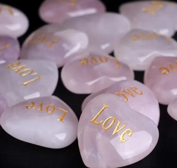 Love Pink Heart Shaped Crystals Rose Quartz Crystal Lover Birthday Healing Gifts