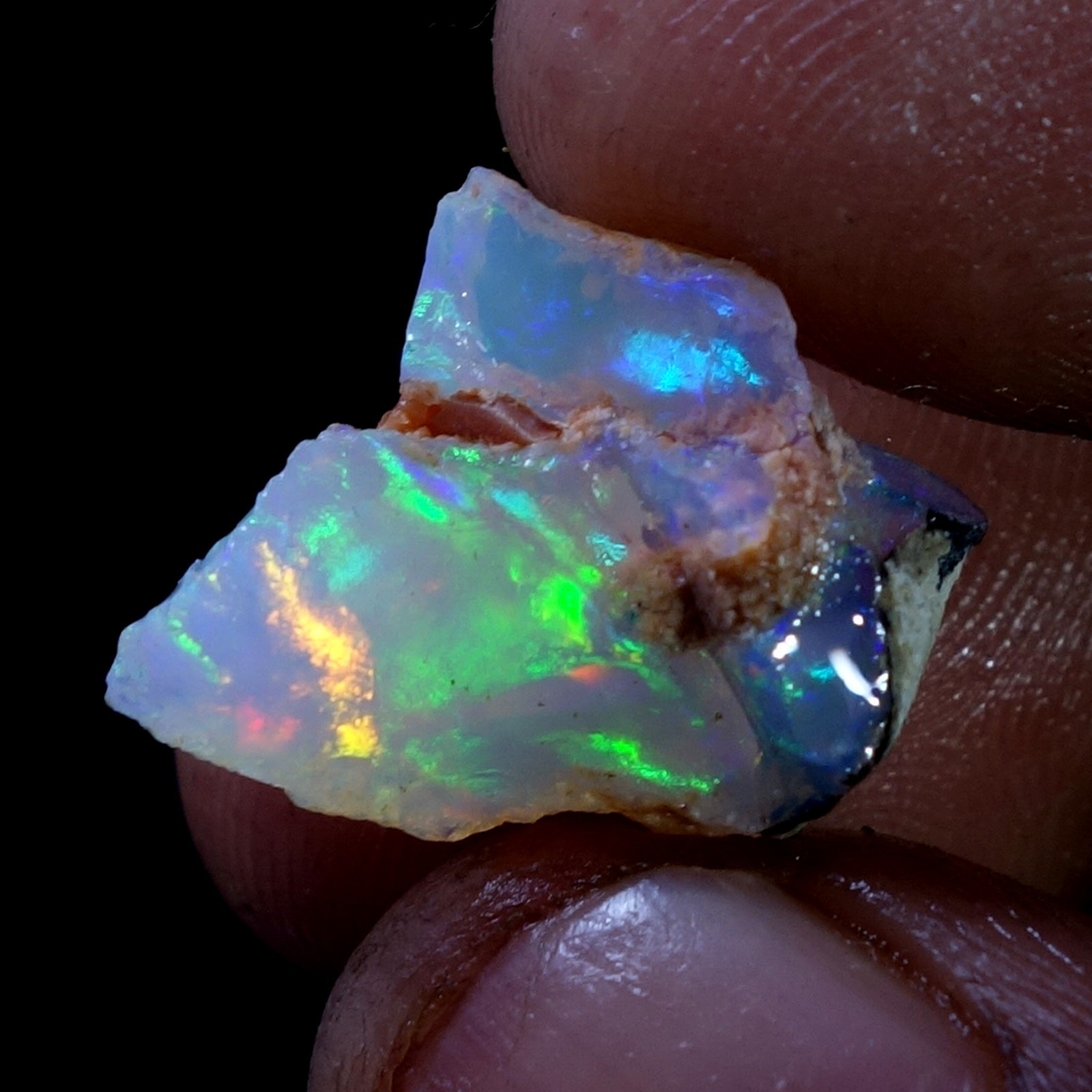 AA+ Ethiopian Dry Opal Rough Entreated Welo Opal Multi Fire Color Flash 09.60Cts