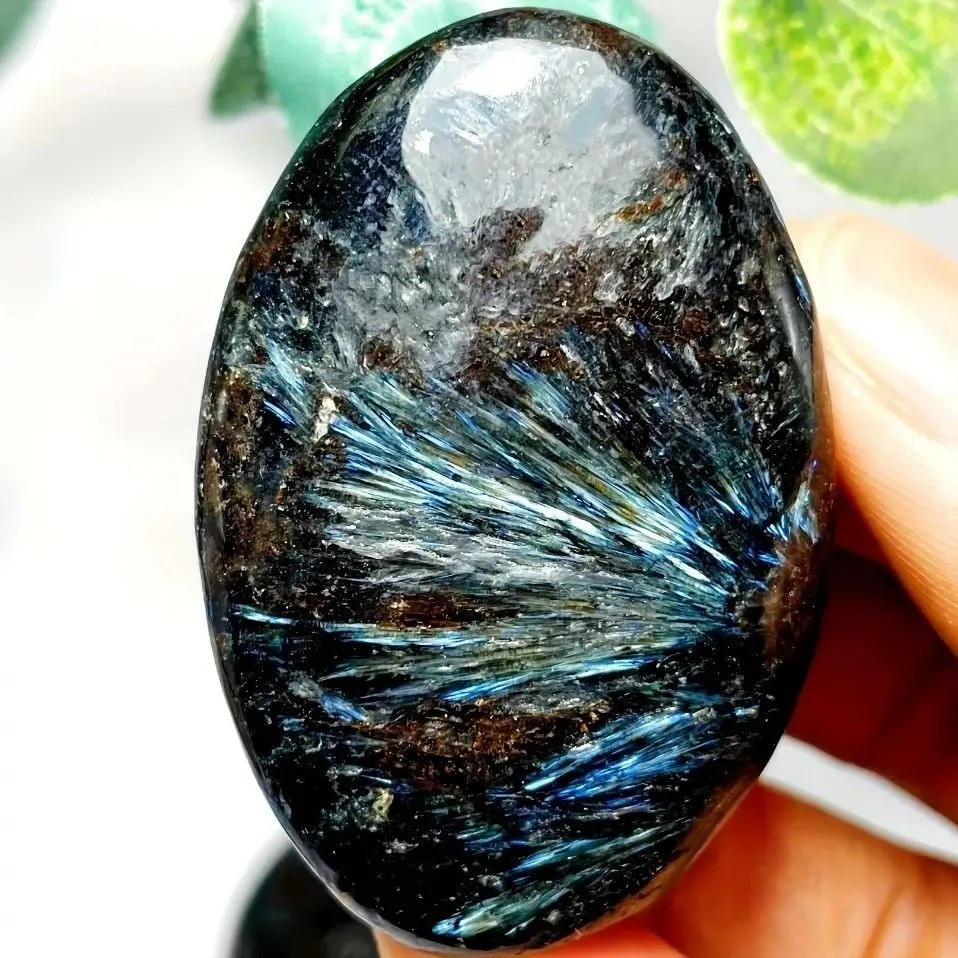 Natural Astrophyllite Crystal Palm Stone Polished Pocket Worry Stone Gift Decor