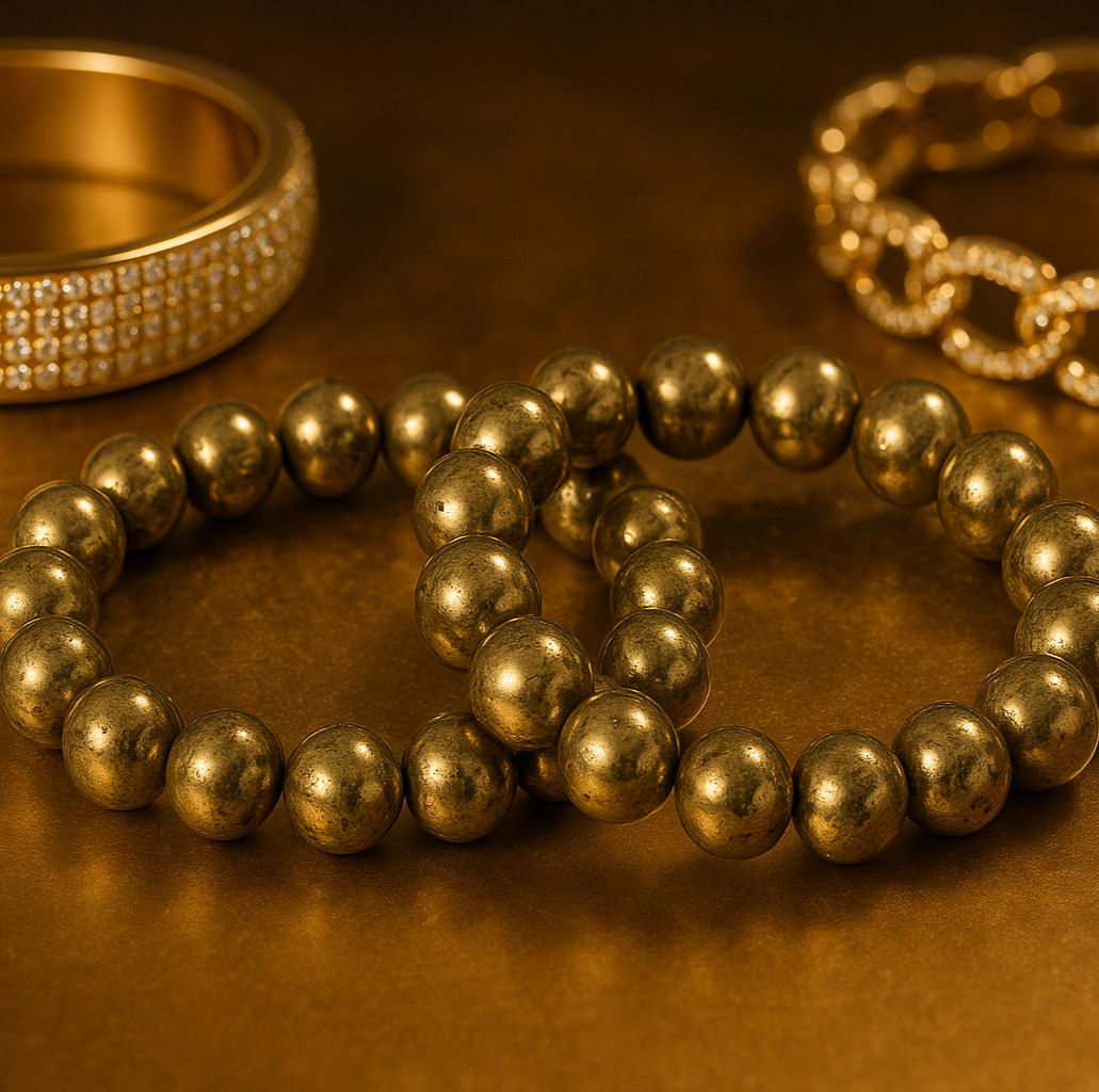Natural Pyrite Bracelet – Wealth & Protection Metallic Crystal Jewelry