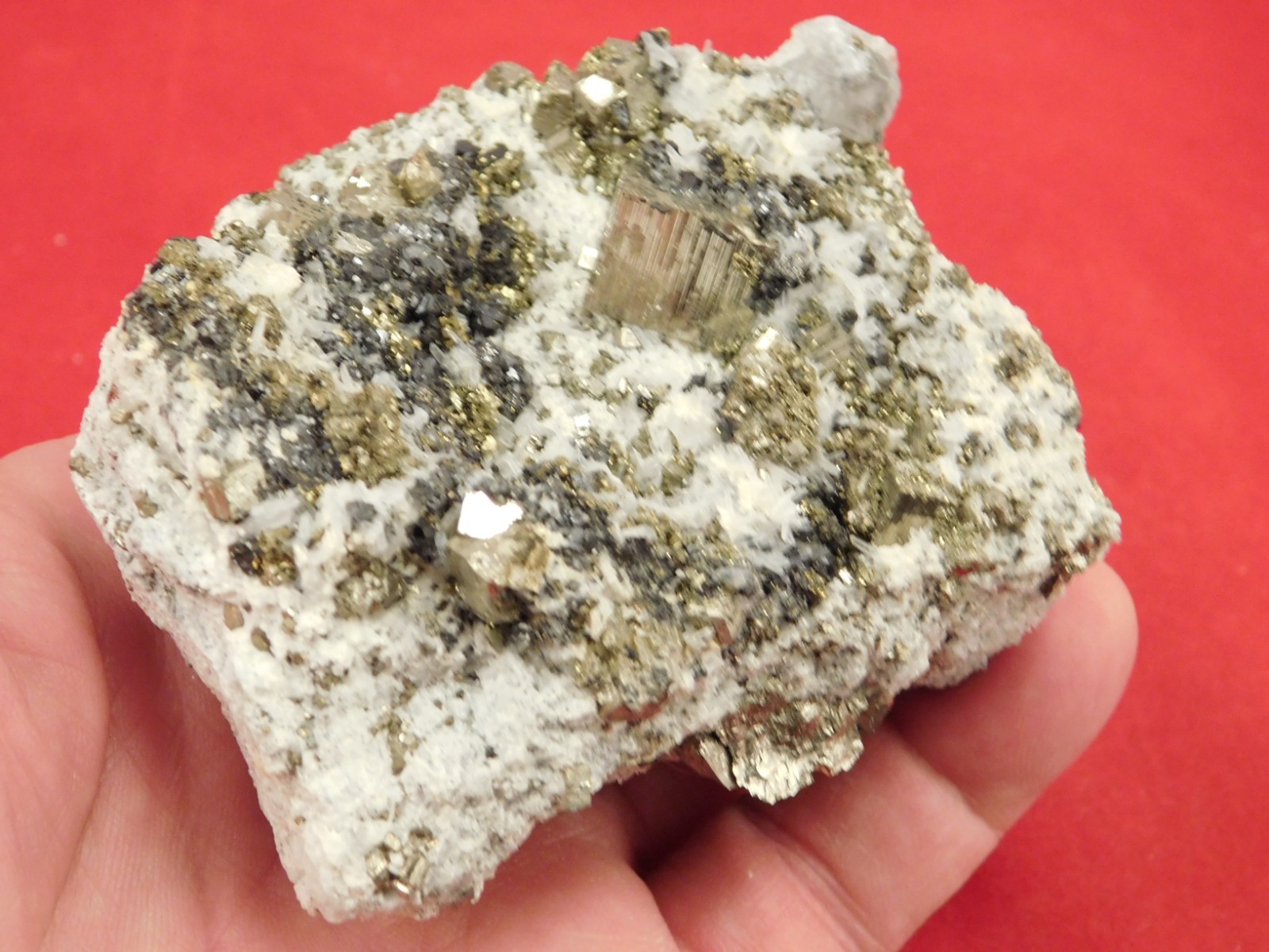 Larger! PYRITE Crystal CUBE Cluster with Druzy Quartz From Peru 314gr