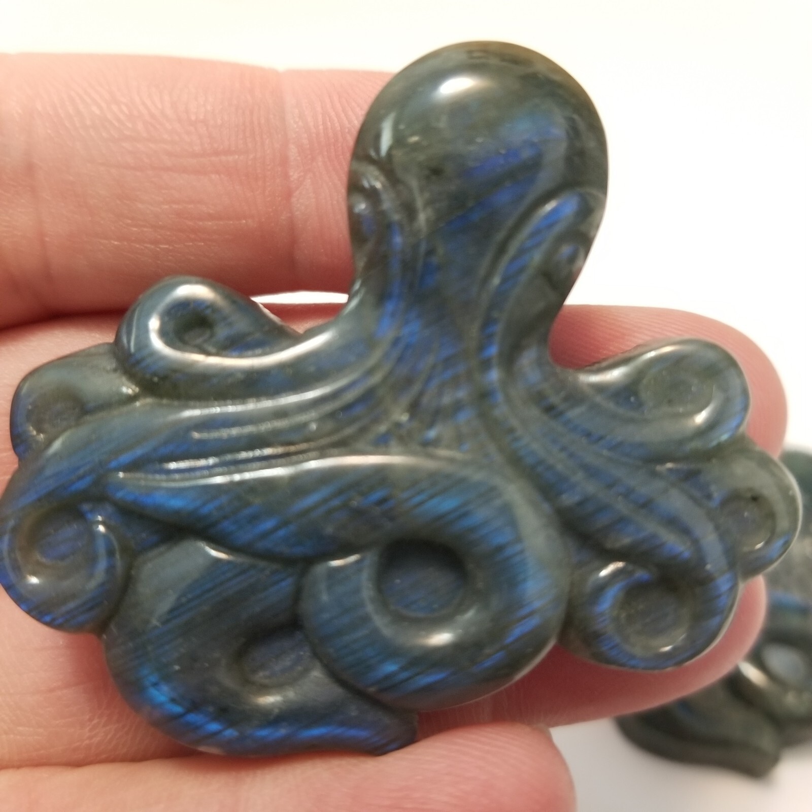 2″ Labradorite Octopus Figurine Carving Specimen Rocks Crystal