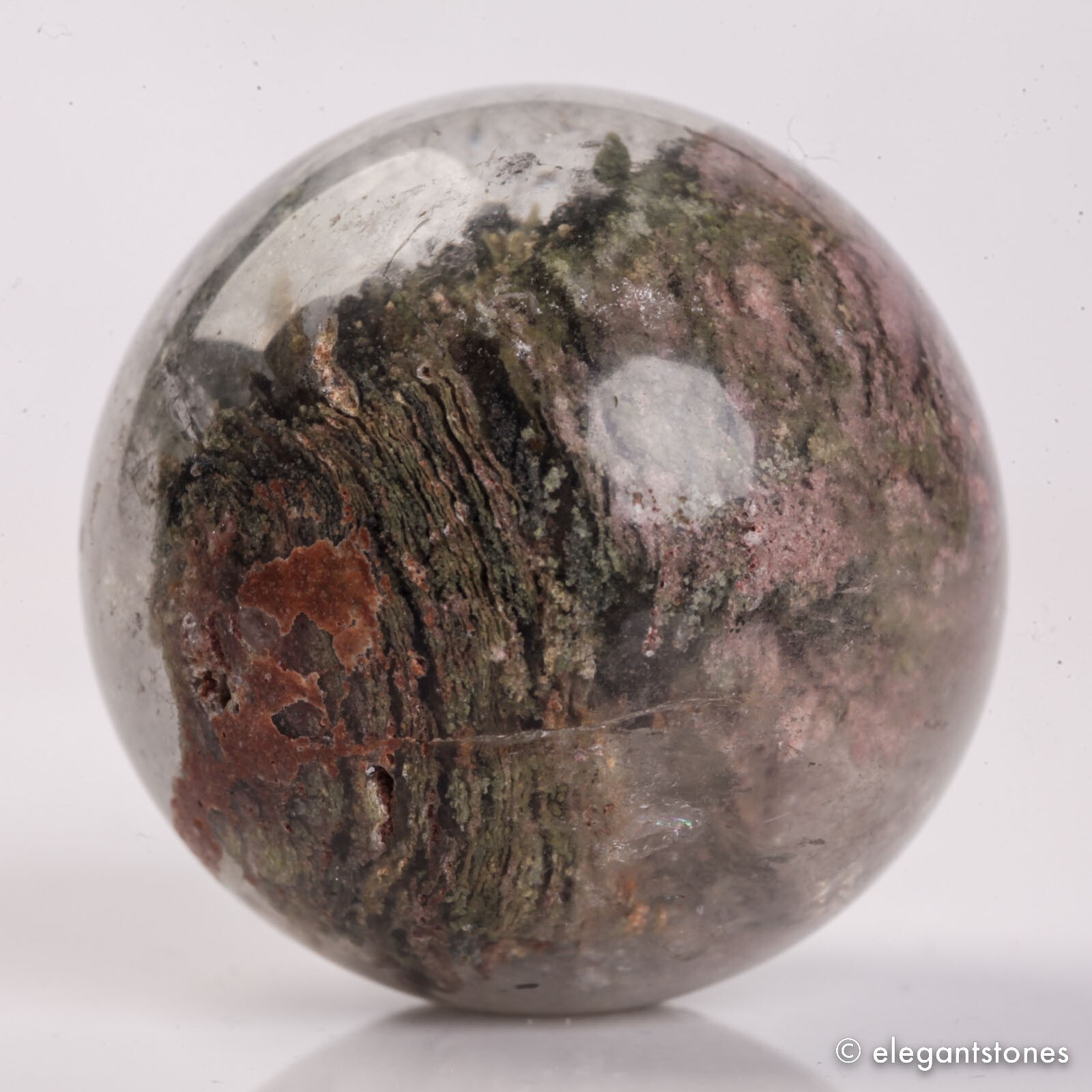 54g34mm Natural Garden/Phantom/Ghost/Lodolite Quartz Crystal Sphere Healing Ball