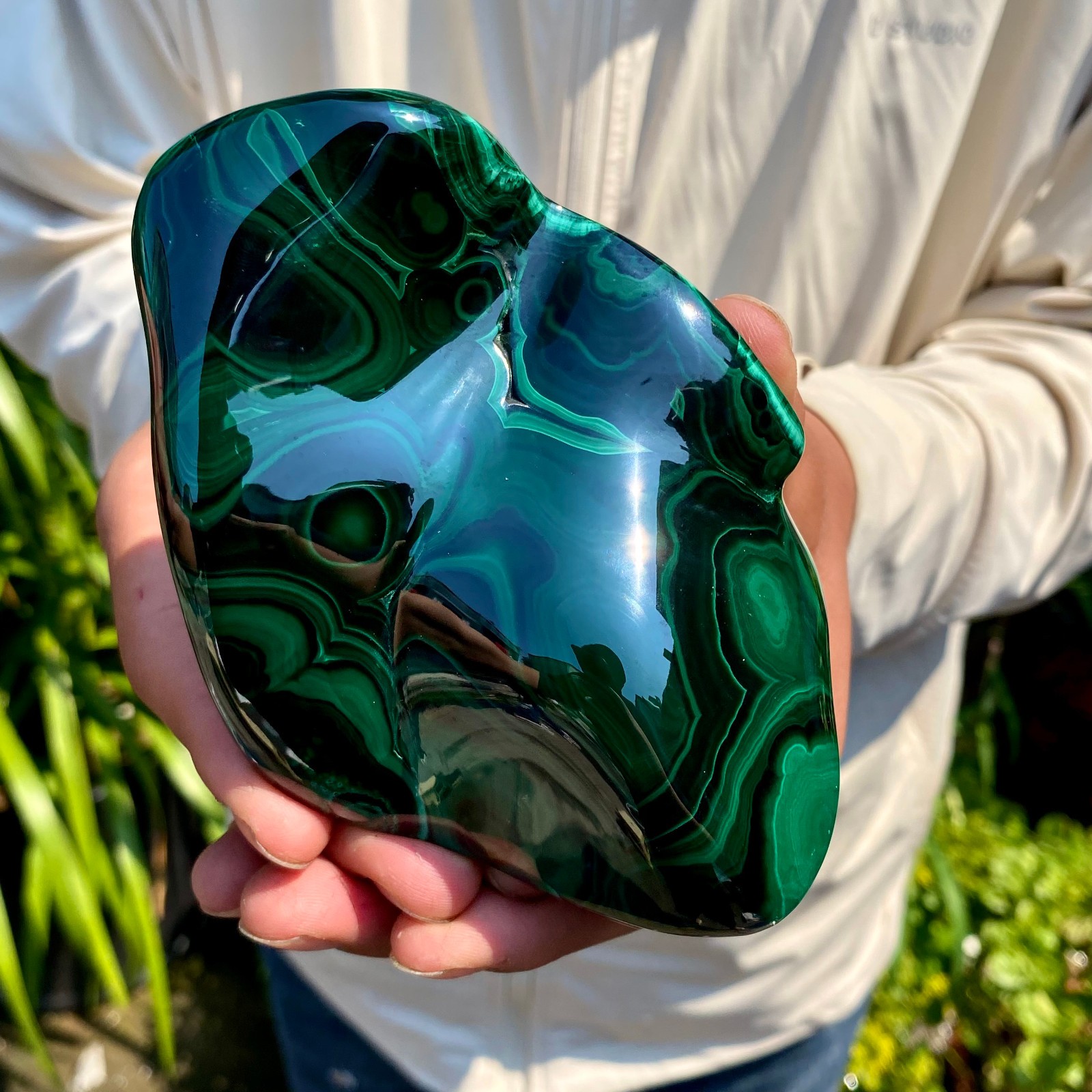 1.32LB Natural glossy Malachite transparent cluster rough mineral sample