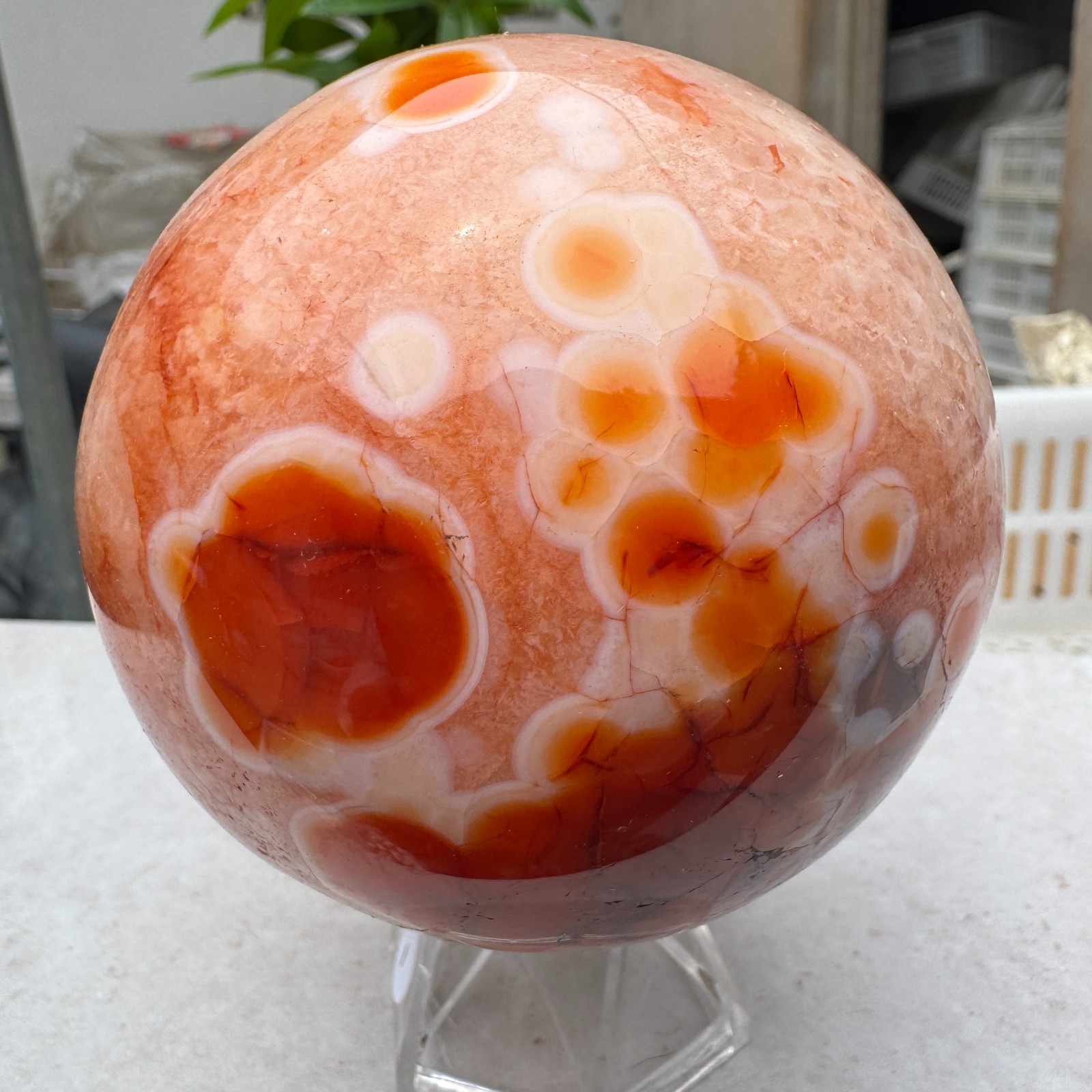 940G Natural red stripe agate sphere Crystal Ball Madagascar mineral