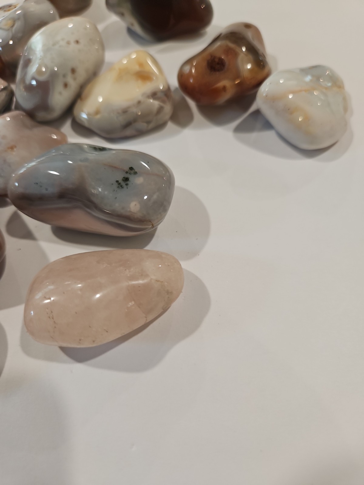 Botswana Agate Pebble, Botswana Agate Palm Stones, Wholesale Polished 15.8 Oz