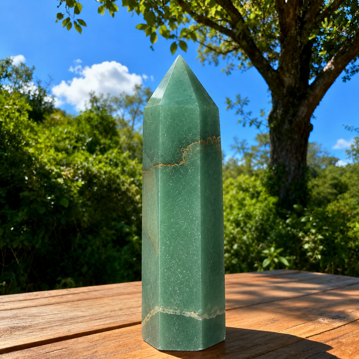 Natural Green Aventurine Crystal Tower Healing Stone Obelisk Reiki Home Decor