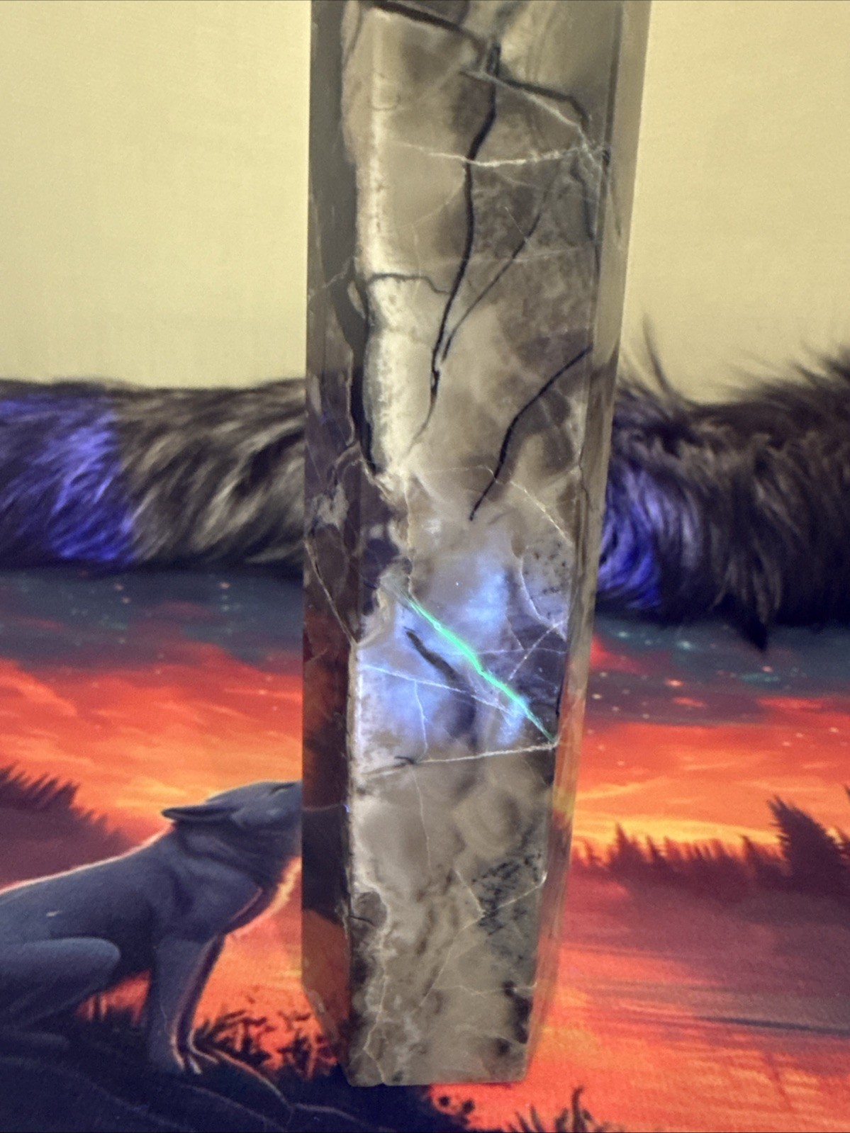 Over 9 In Volcano Agate Crystal Tower UV Light Reactive Approx 723g/ 1lb 8.5oz