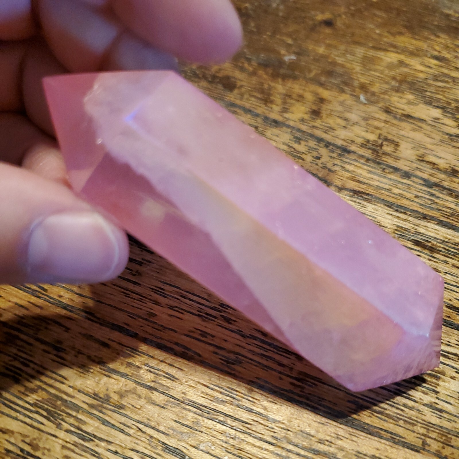 Pink Aura Quartz Crystal Double Termination 3.42in, 96g