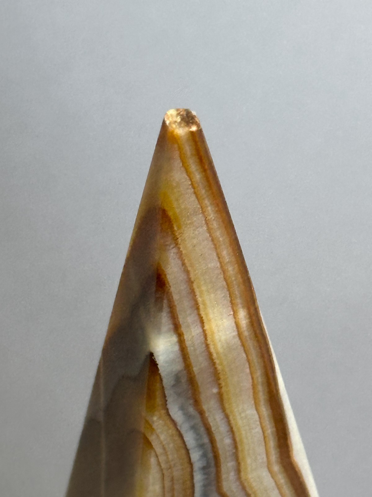 Stunning Rare 9 in. Banded Onyx/Calcite Obelisk Pyramid Stone