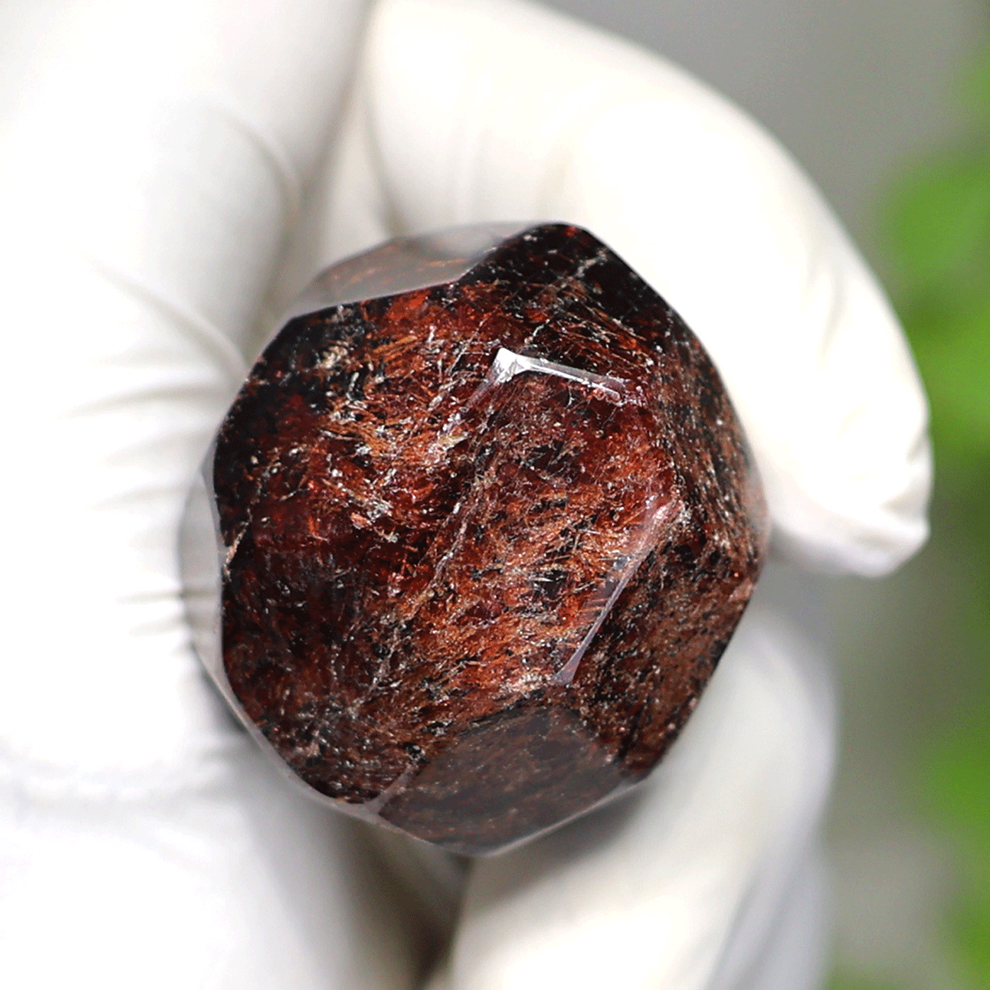 Earth’s Core~ 61g Natural Almandine Garnet Faceted Crystal Sphere Ball Specimen