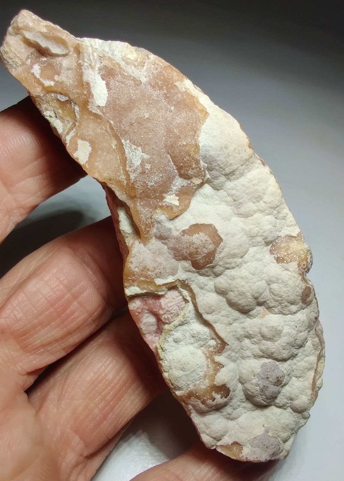 Rhodochrosite with crystals and banding. Capillitas, Argentina. 185 grams.