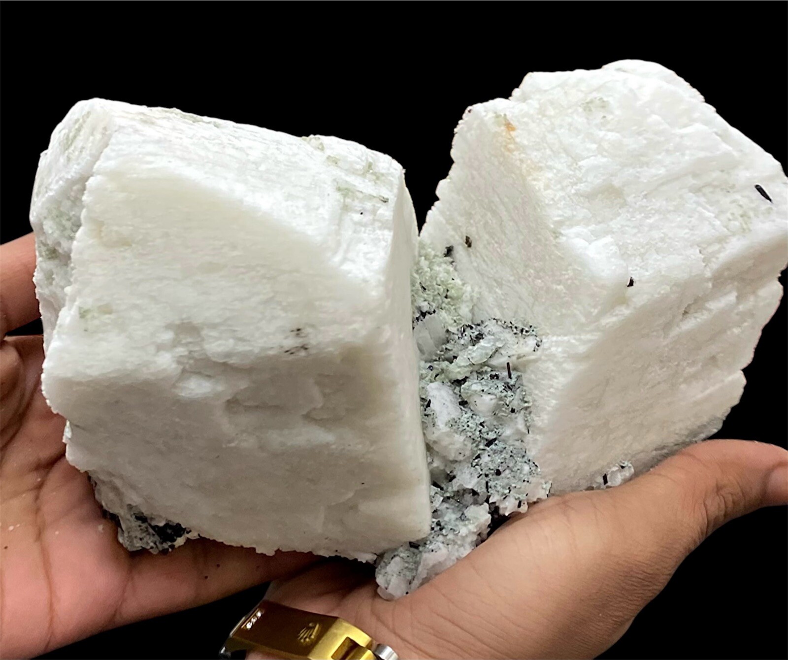 Connected Pair Of Feldspar Crystals with Schorl Tourmaline @ Pakistan-2250 grams