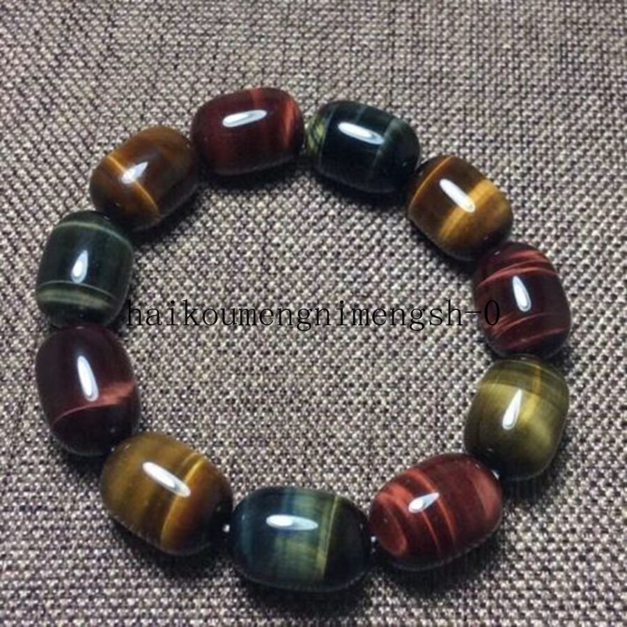 Natural 14x19mm Rainbow Tiger Eye Stone Crystal Bangle Bracelet Reiki Gems Gift