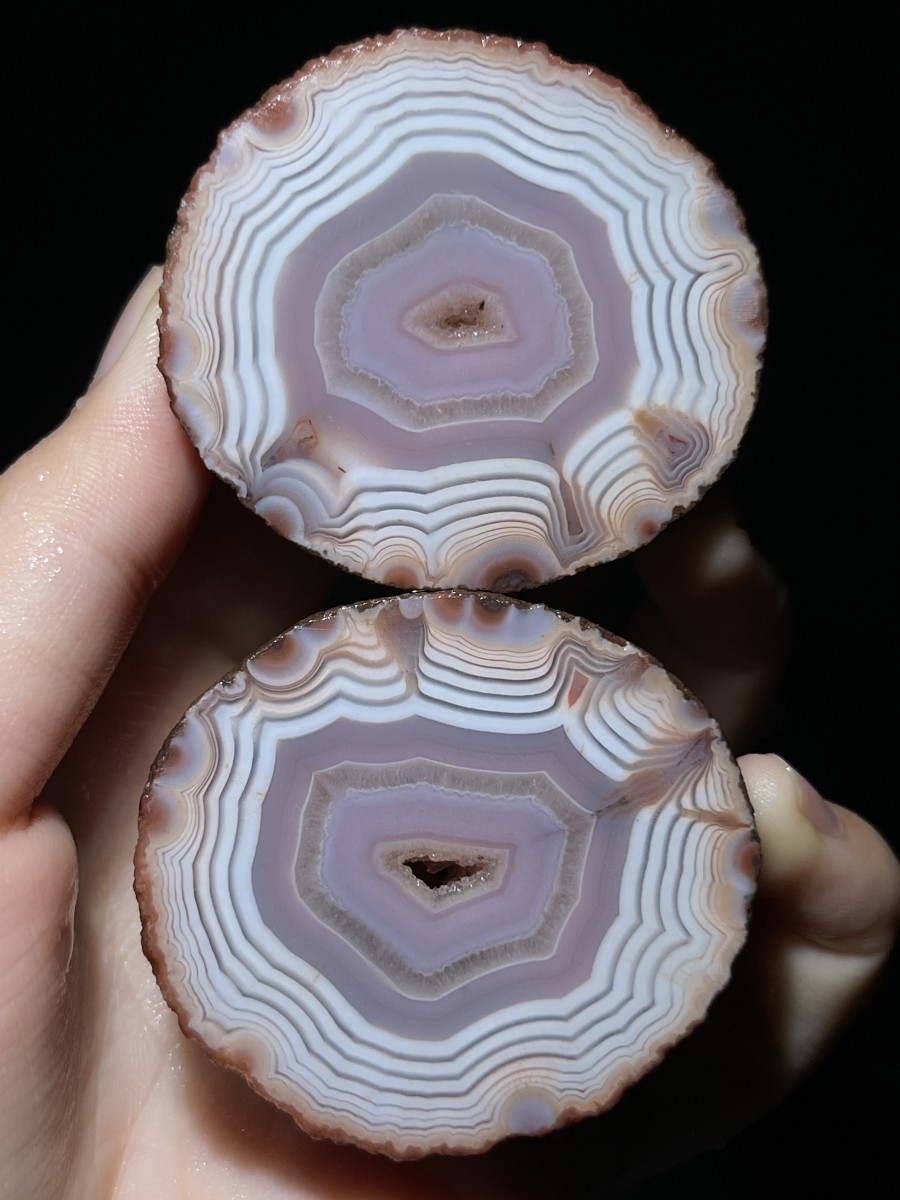 1pair pink China Natural Warring State Red Agate Crystal Specimen 157g 103