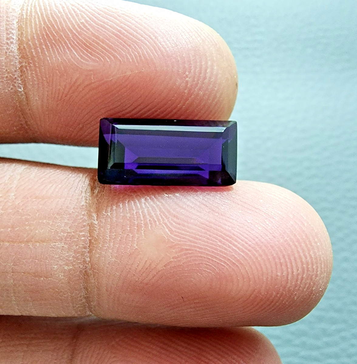 Rare Deep Purple Amethyst 6.30 Ct Rectangle Cut Natural Gemstone AAA Look