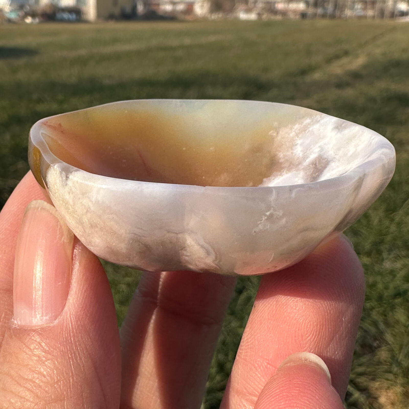 Natural Sakura Agate Bowl Quartz Specimen Skull Crystal Reiki Healing Gift 1PC