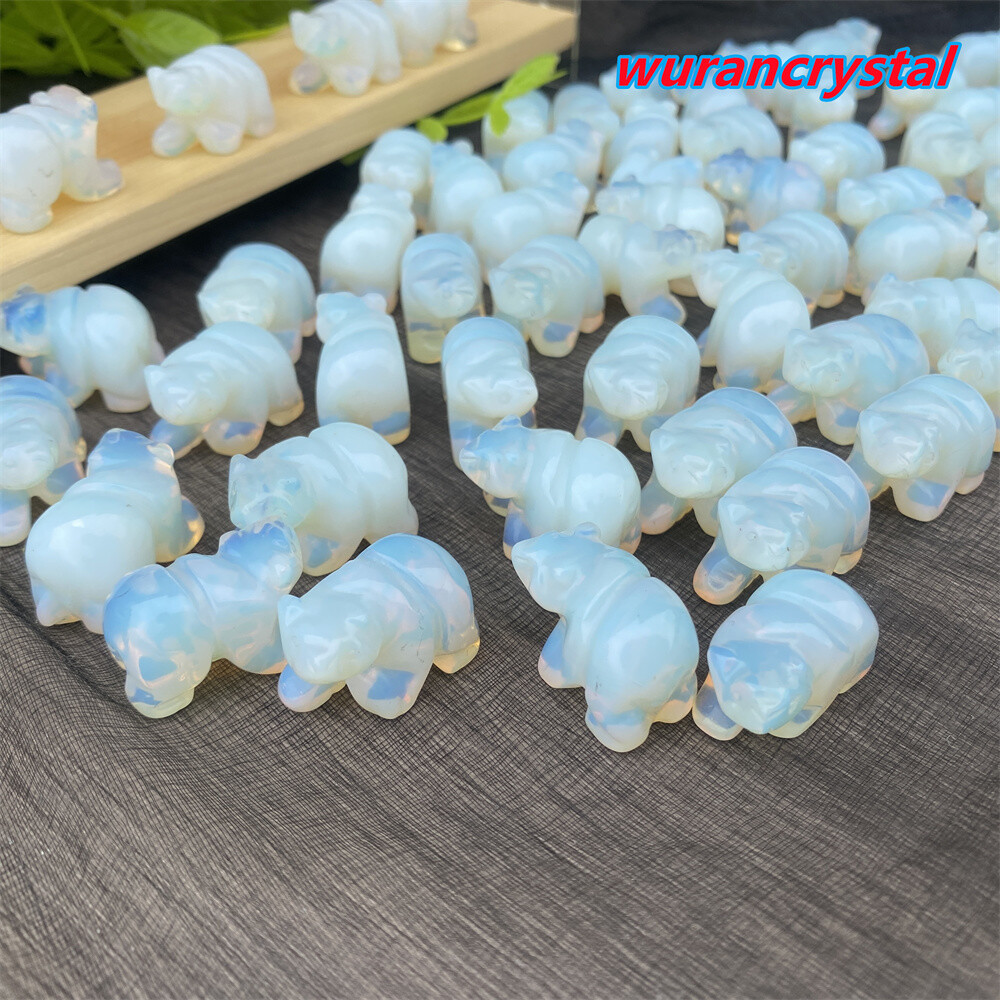 Carved Opalite Quartz crystal Animal Bears Mini Skull point Healing gifts 5pcs