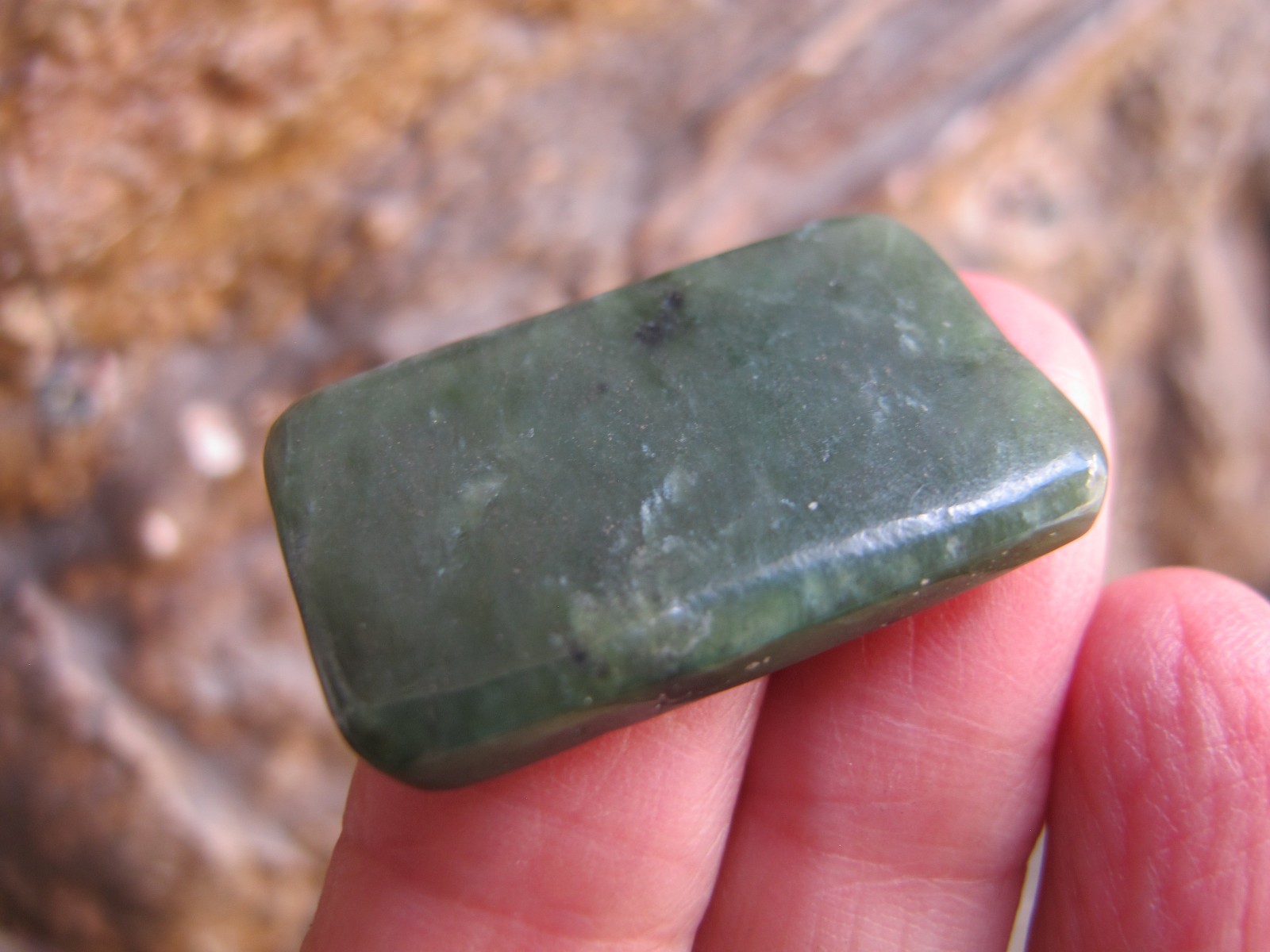Nephrite Jade Authentic Crystal Polished Palm flat stone A luck heart chakra 8g