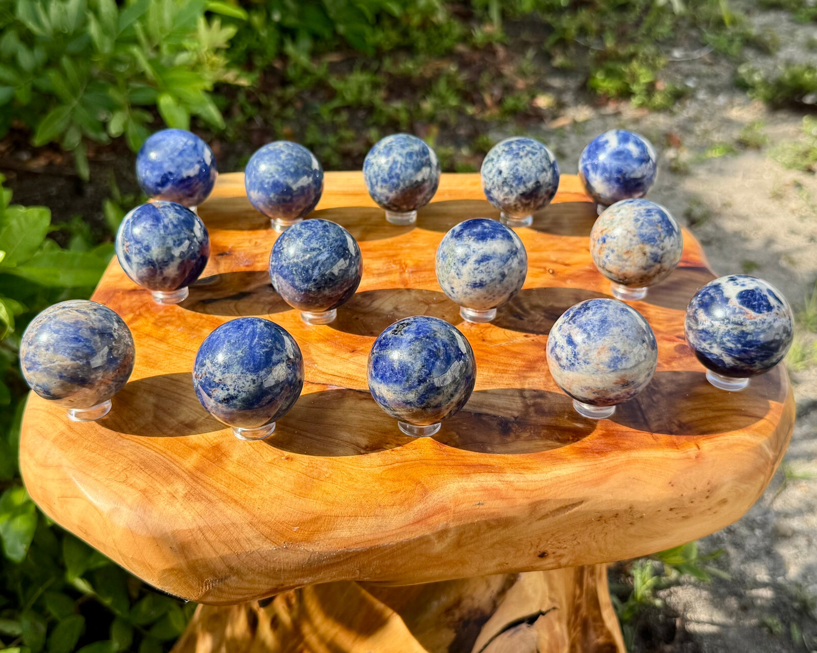 Sodalite Crystal Sphere & Stand, 1.5″ Polished Sodalite Sphere (Crystal Ball)