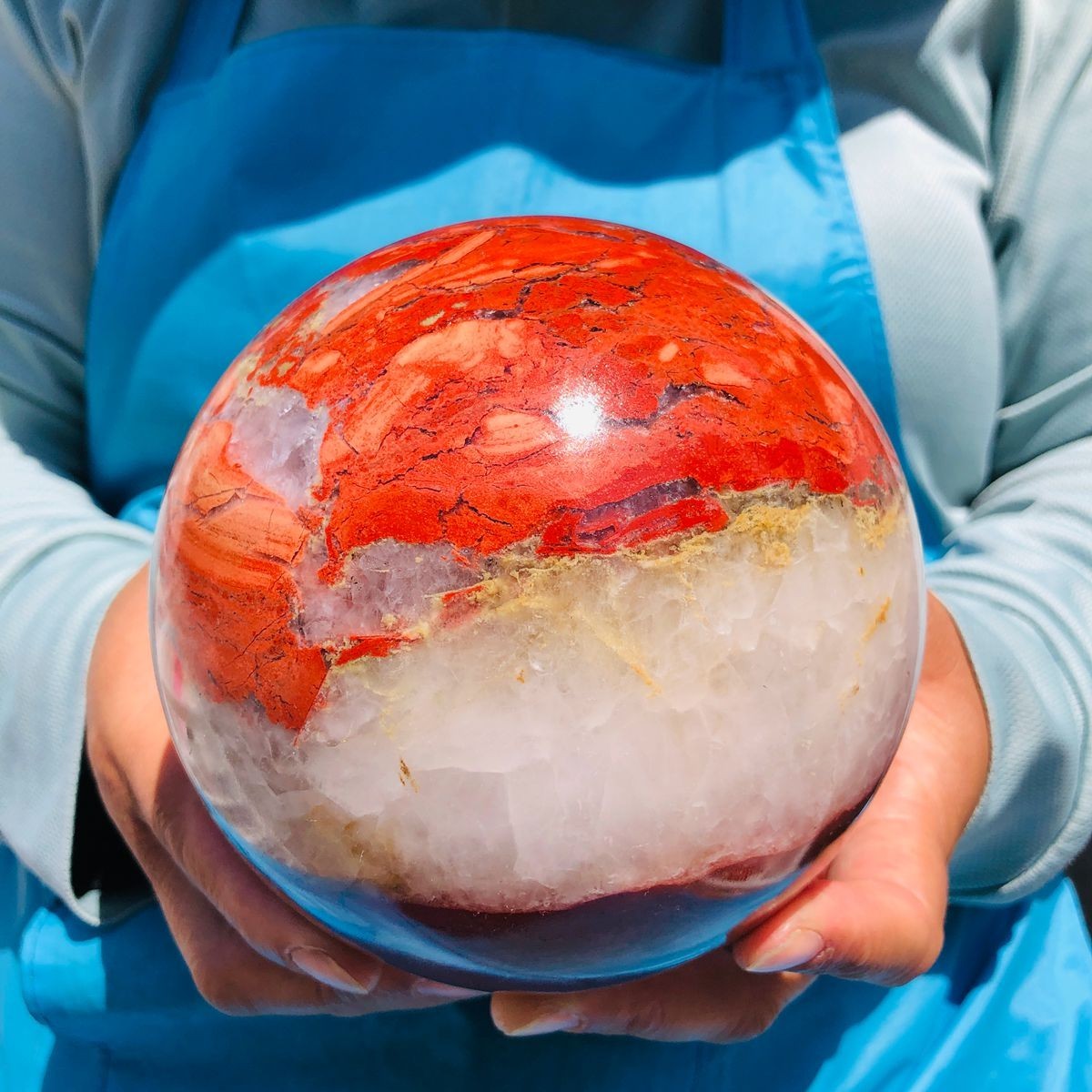 5.96LB Natural red jade ball quartz crystal ball, spiritual energy healing