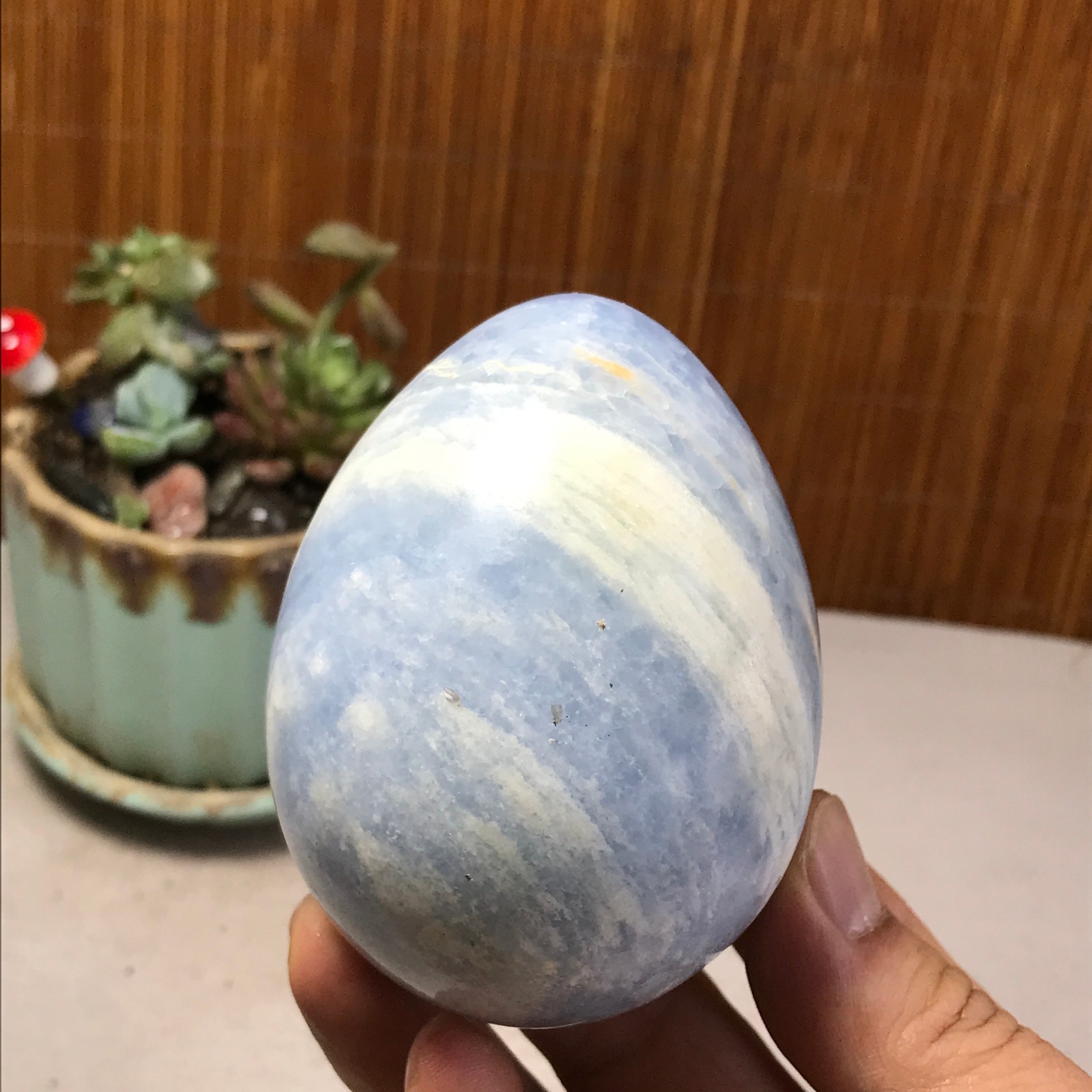80-60-60mm NATURAL Blue Celestite egg quartz Crystal Healing gift 430g A5212