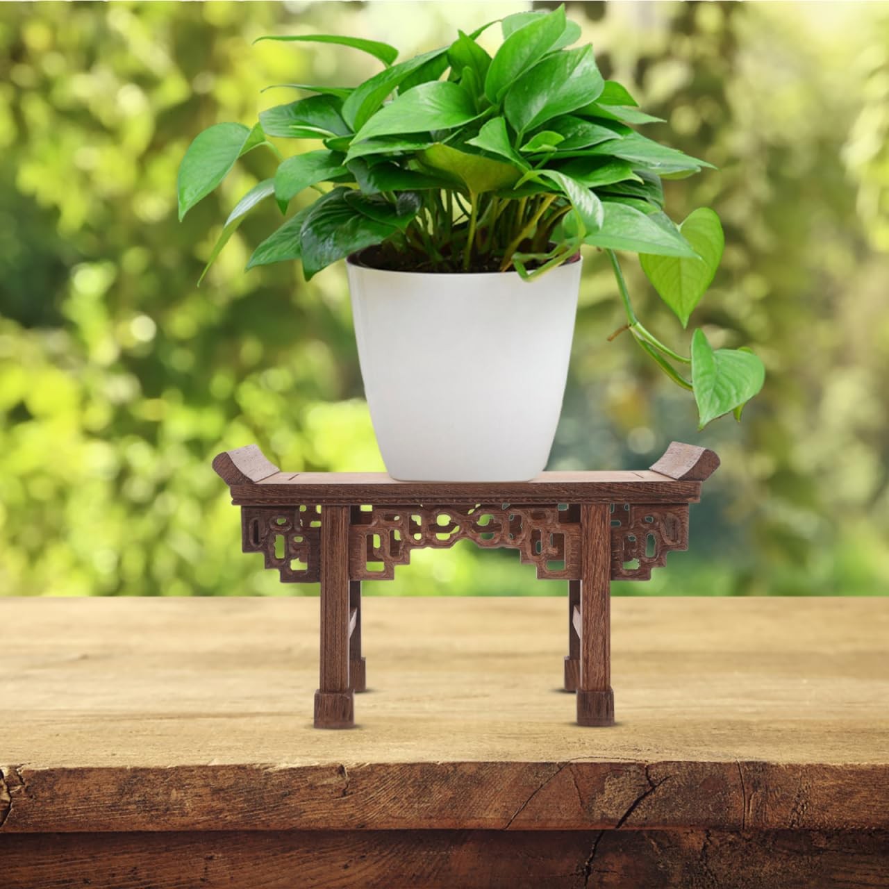 Small Wood Pedestal Stand Rectangular Oriental Display Base for Buddha Statue…