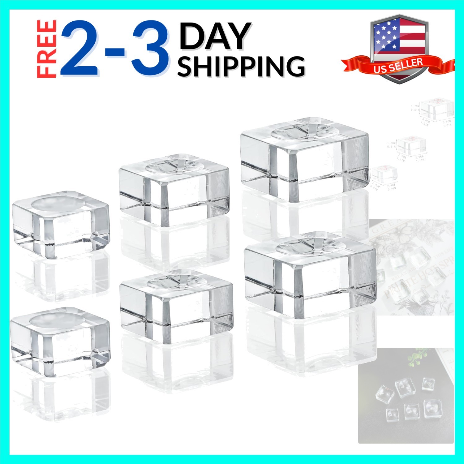 6 Pack Square Crystal Display Bases for 3D Laser Balls 6pcs Glass Stands for …